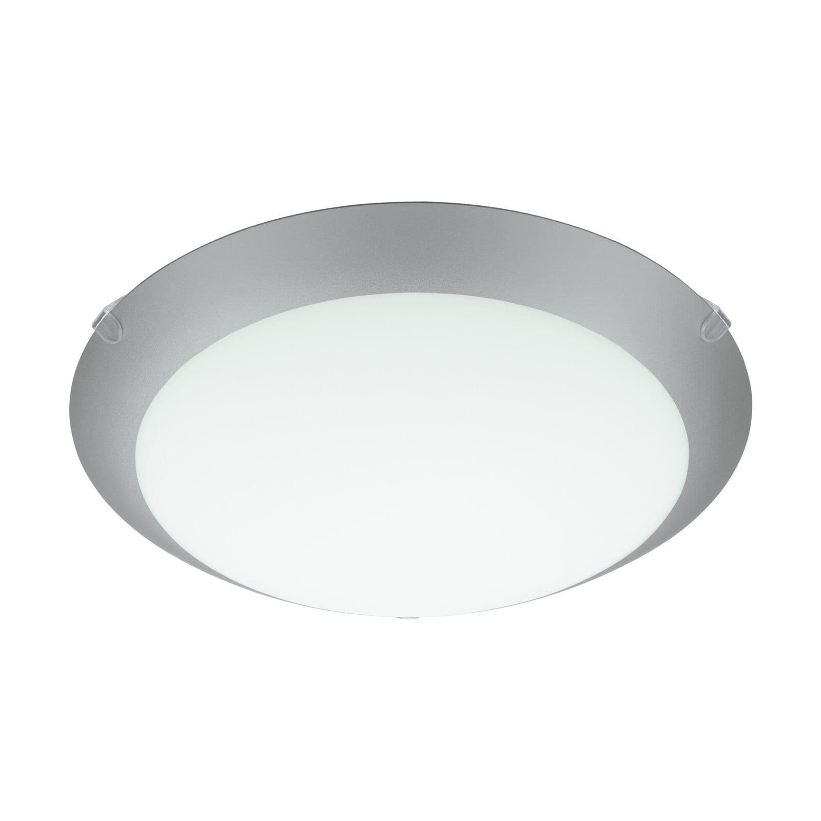 Wall Flush Ceiling Light White Steel White Silver Satin Glass Bulb E27 1x60W