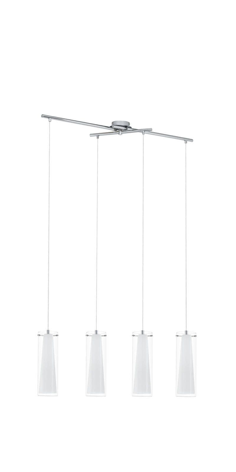 Pendant Light Colour Chrome Shade Clear White Opal Matt Glass Bulb E27 4x60W