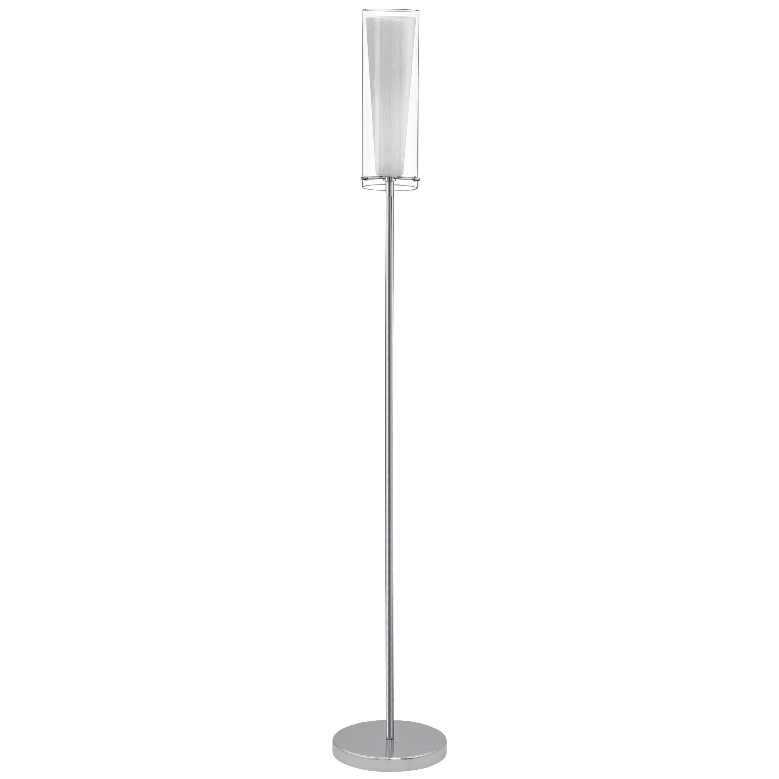 Floor Lamp Light Chrome Shade Clear Glass Glass Opal Matt Bulb E27 1x60W