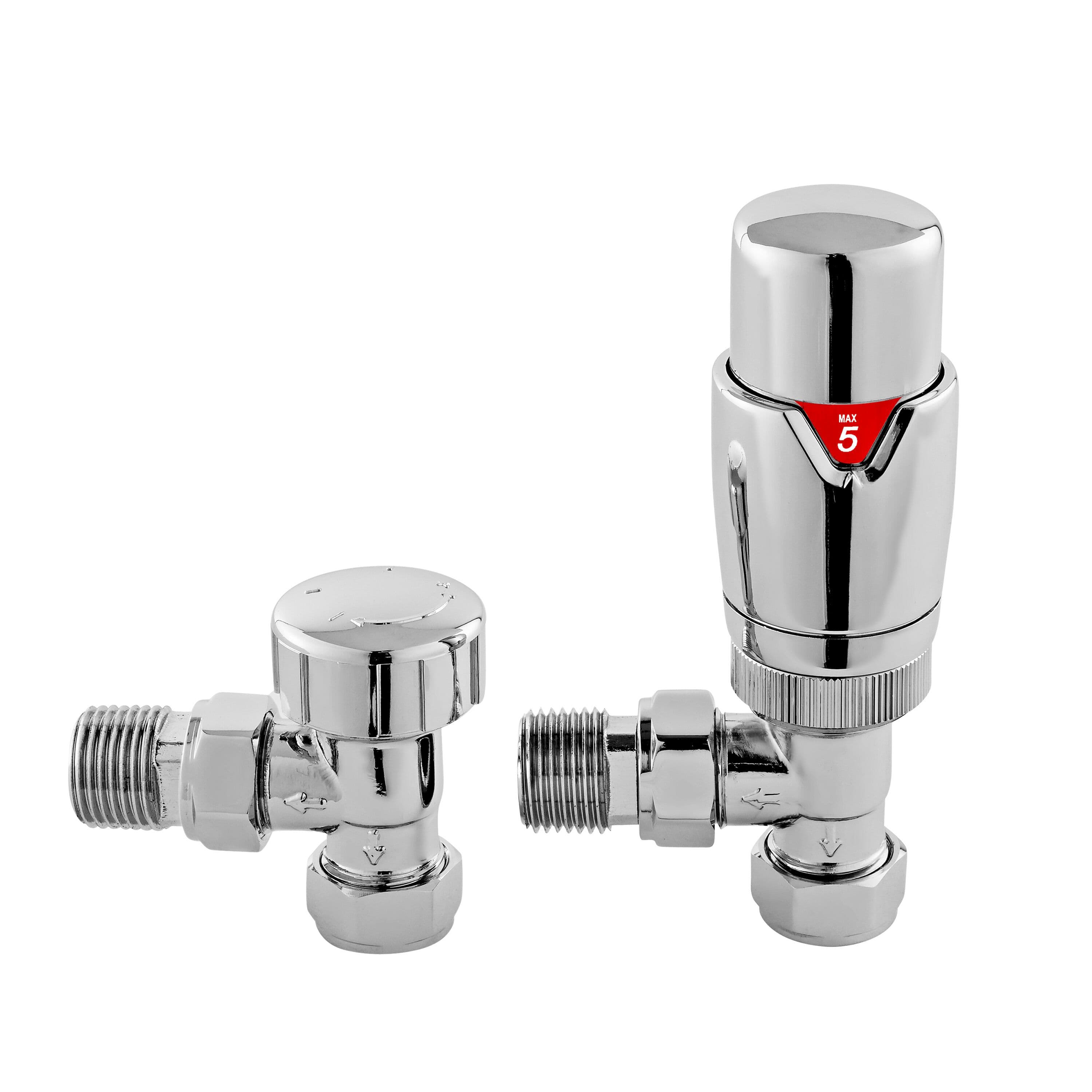 Luxury Angled Thermostatic Radiator Valves Sold Pairs Chrome
