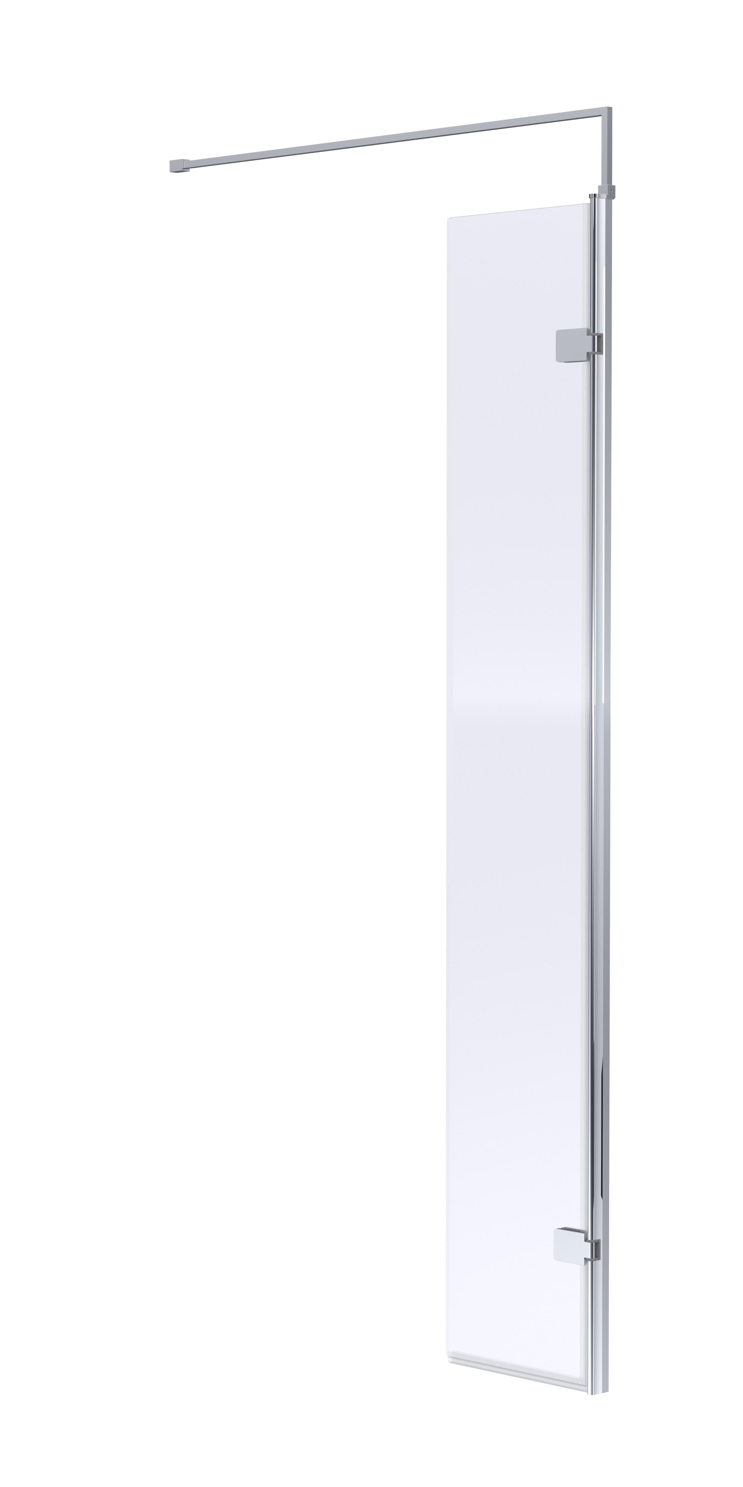 8mm Safety Glass Hinged Return Screen Support Bar Chrome 300x1850mm