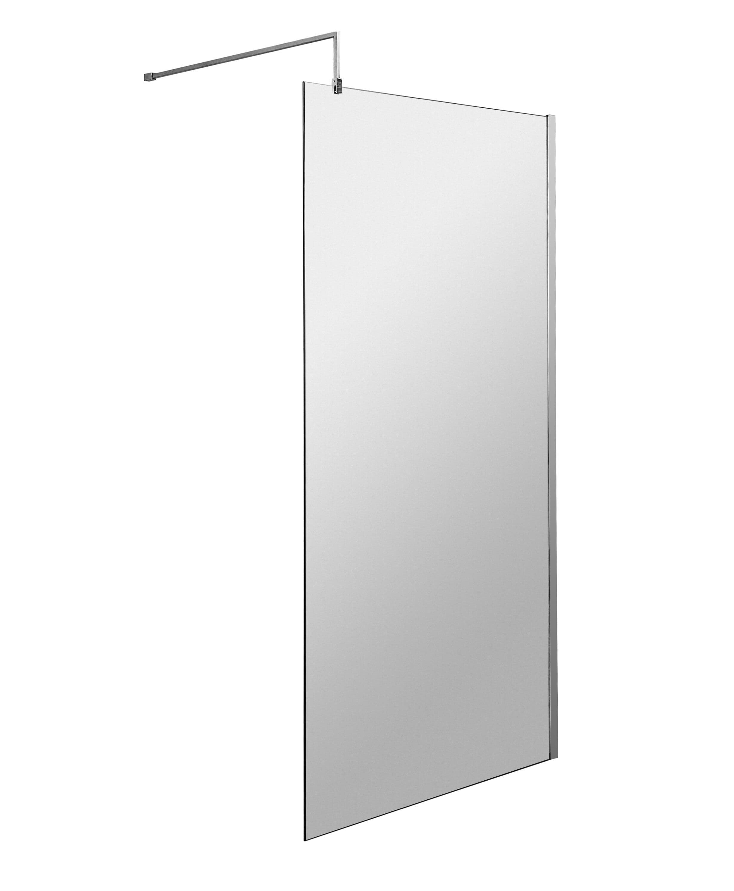 8mm Safety Glass Screen Support Bar Polished Chrome 1000x1850mm