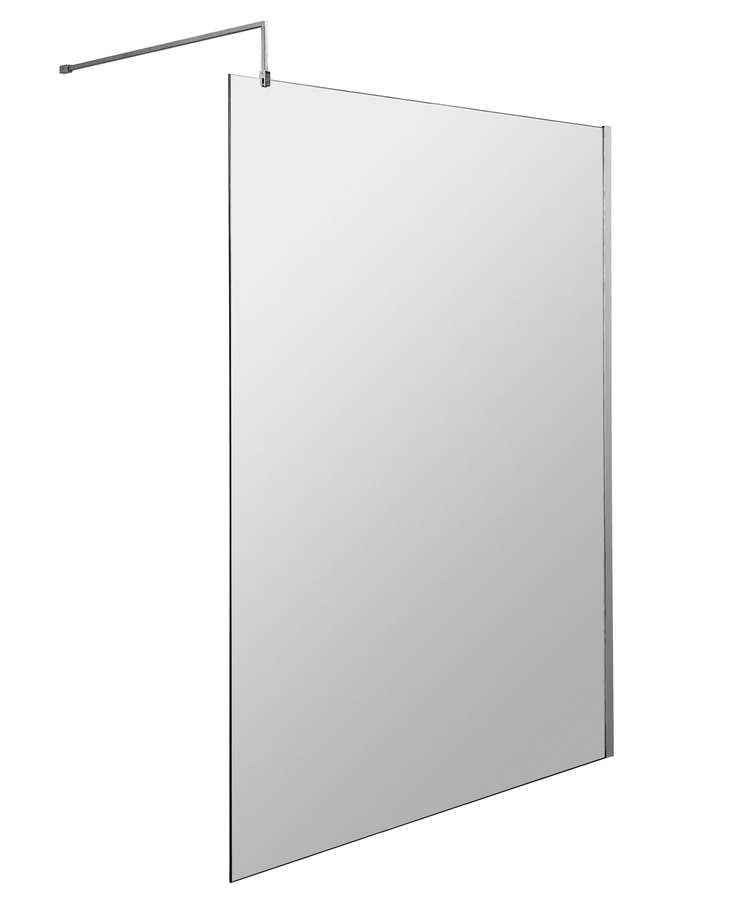 8mm Safety Glass Screen Support Bar Polished Chrome 1400x1850mm