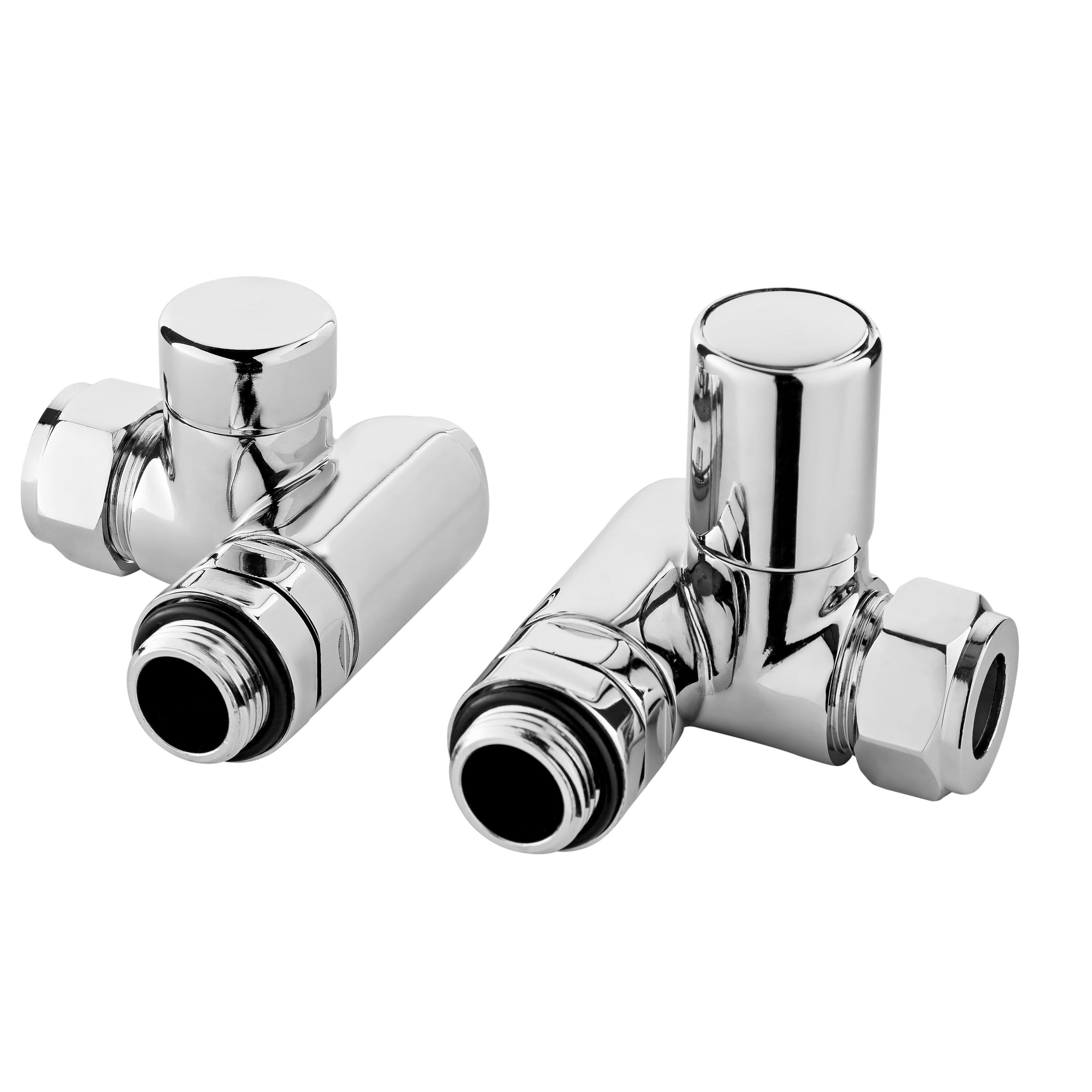 Corner Minimalist Dual Fuel Round Radiator Valves Pair Chrome