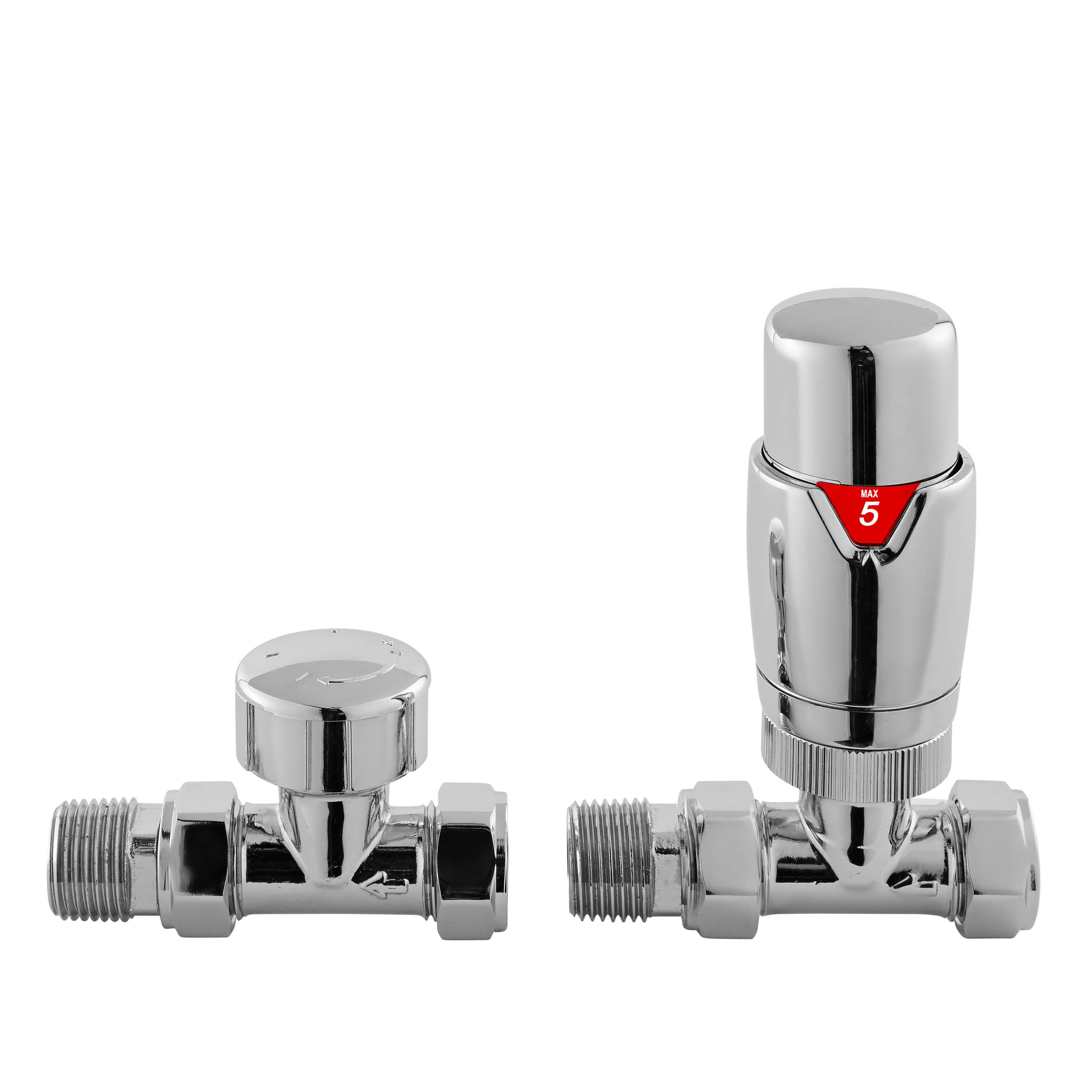 Luxury Straight Thermostatic Radiator Valves Sold Pairs Chrome