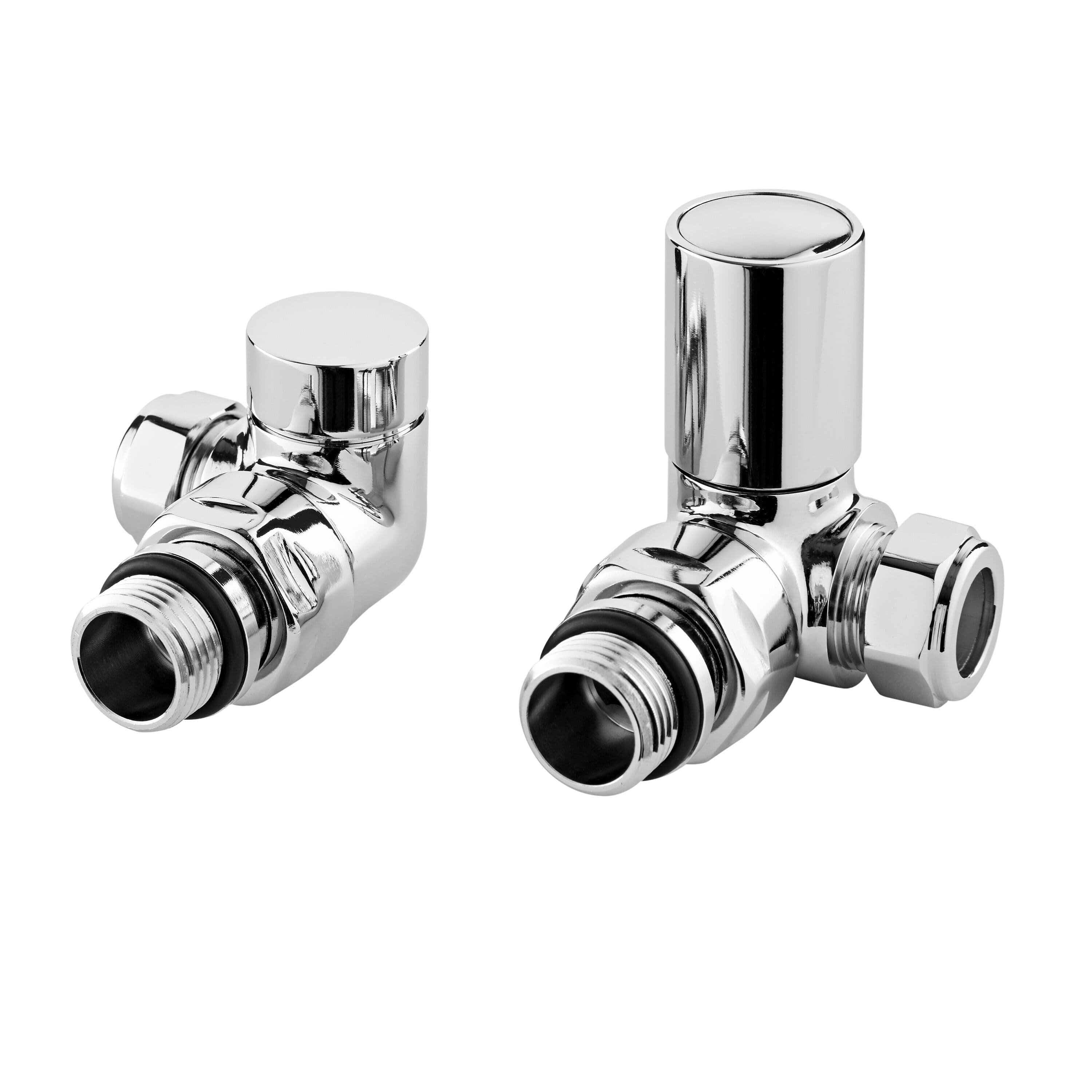 Corner Minimalist Round Radiator Valves Sold Pairs Chrome