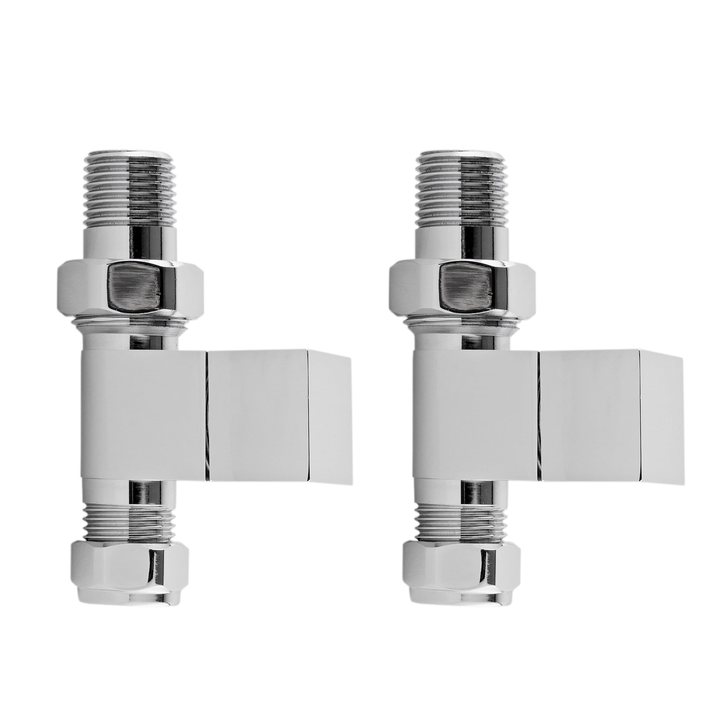 Straight Square Radiator Valves Sold Pairs Chrome