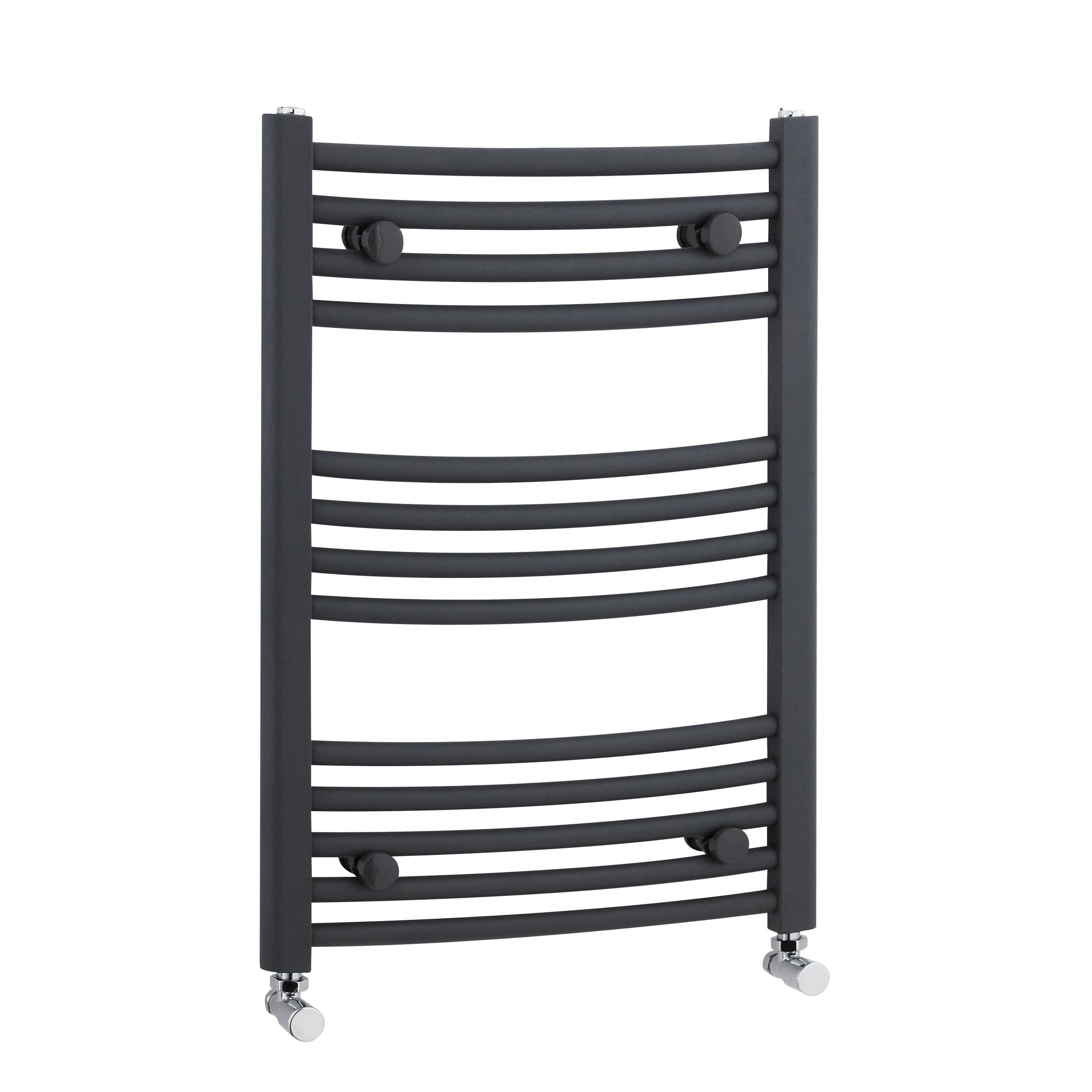 Heated Vertical Towel Rail Curved Rails 1051 BTU Anthracite 700x 500mm