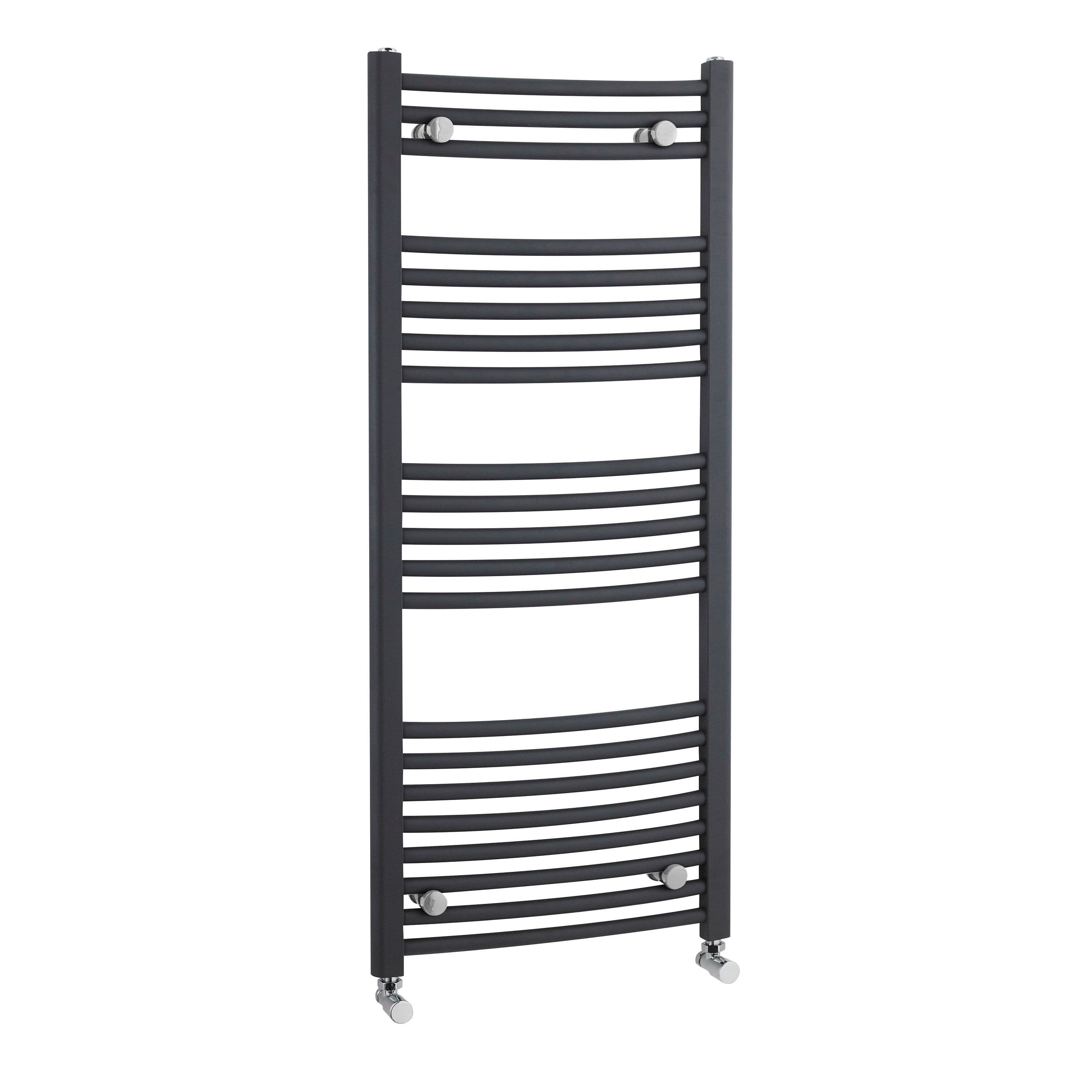 Heated Vertical Towel Rail Curved 1689 BTU Anthracite 1150x 500mm