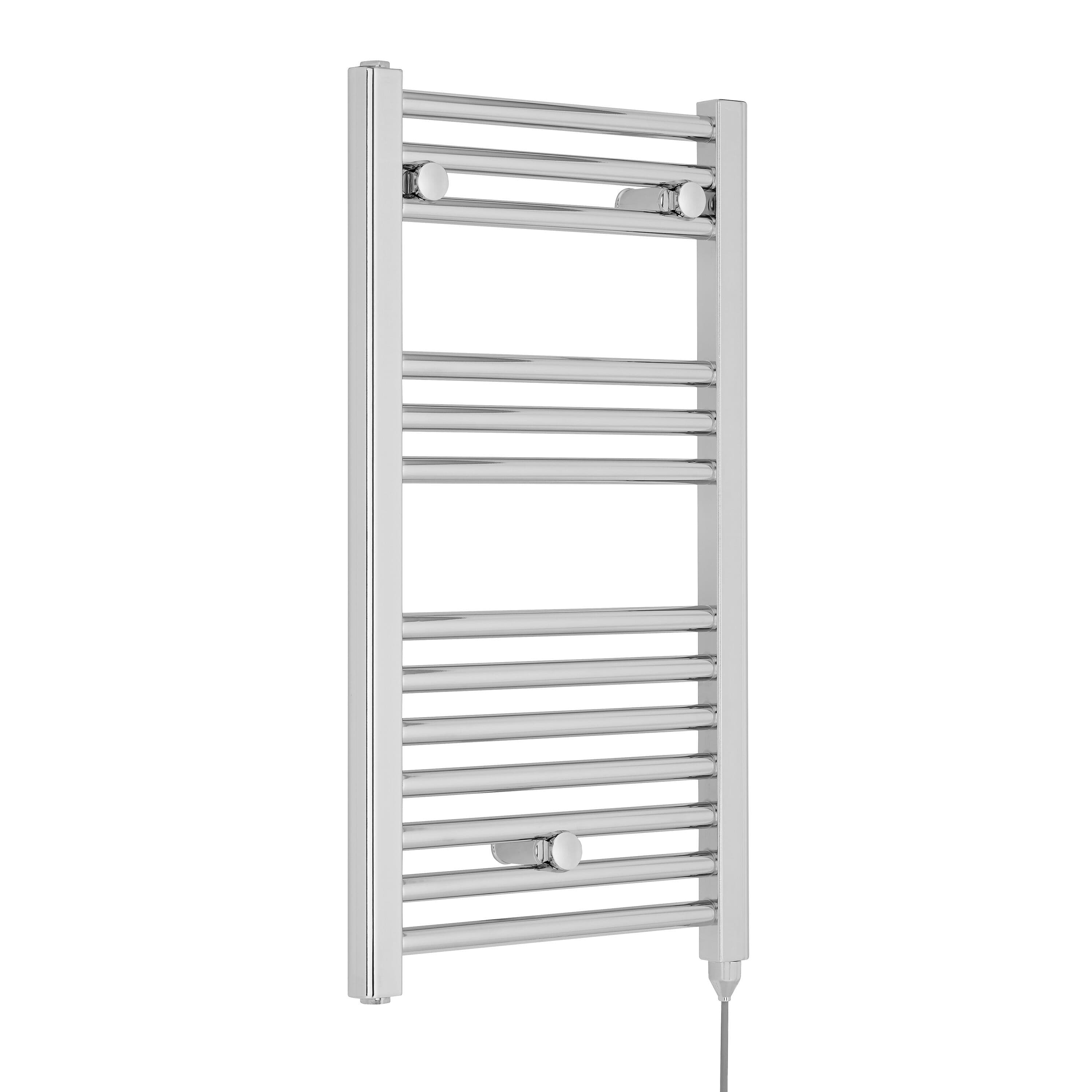 Electric Vertical Round Towel Rail 200 Watt Chrome 720x 400mm
