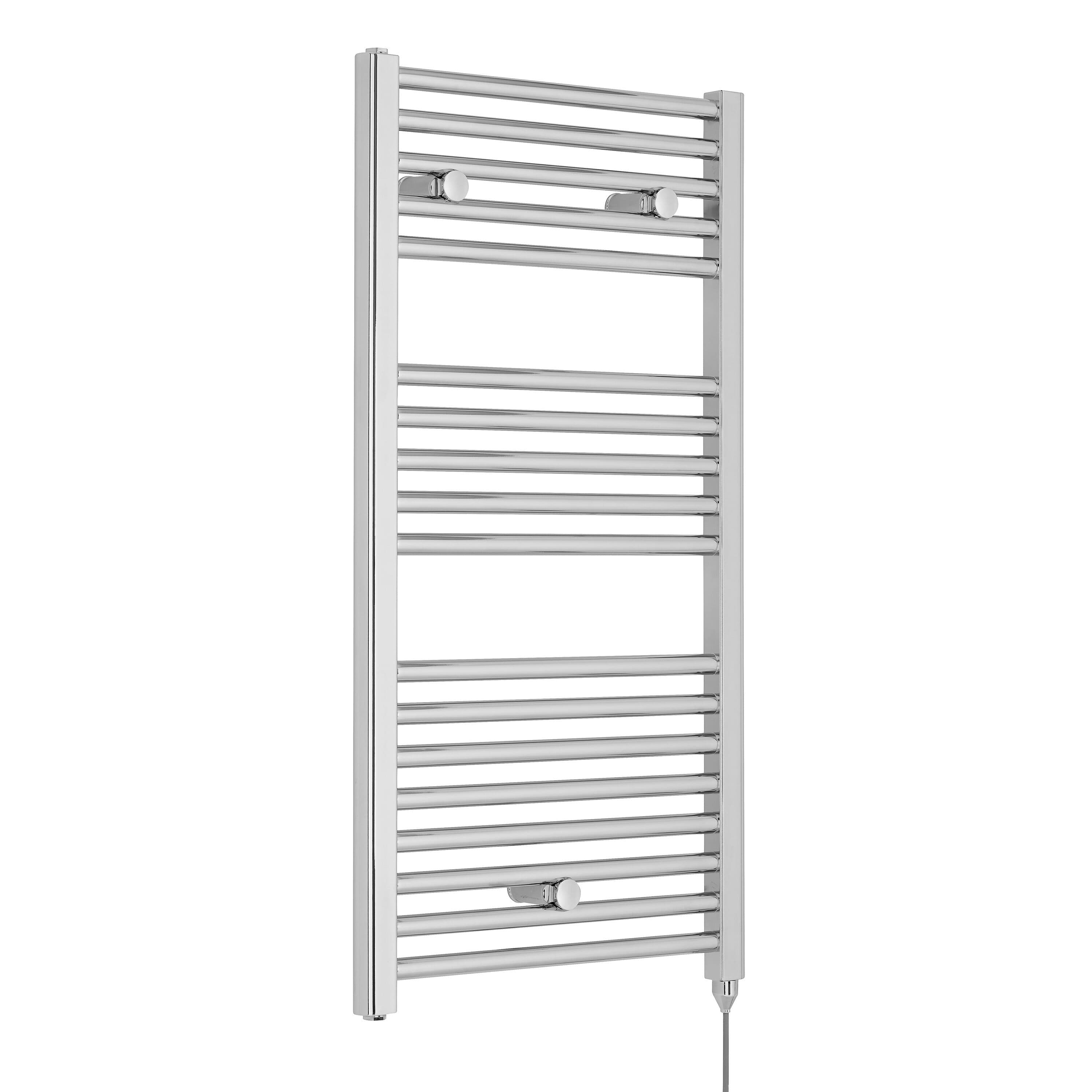 Electric Vertical Round Towel Rail 18 Rails 300 Watt Chrome 920x 480mm