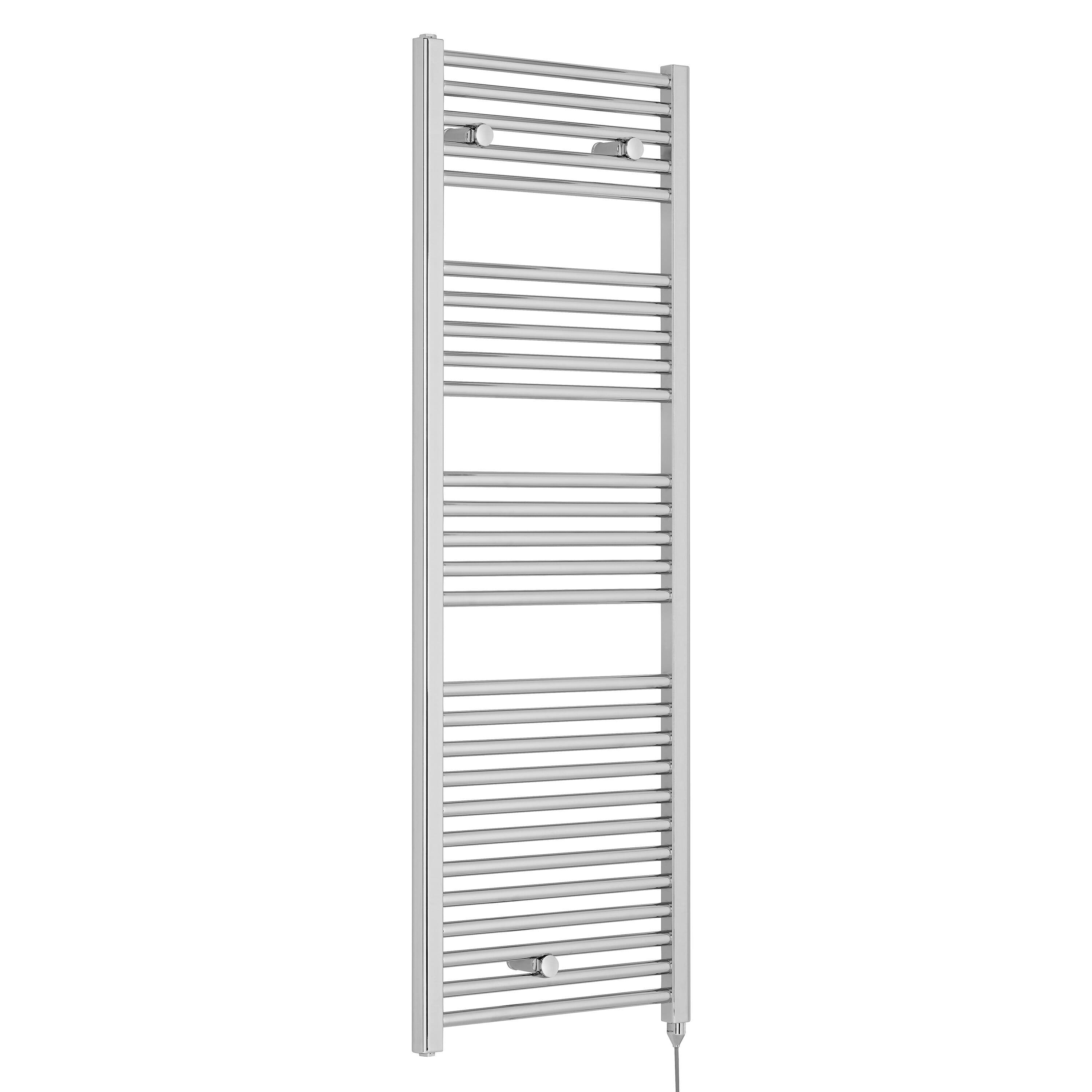 Electric Vertical Round Towel Rail 500 Watt Chrome 1375x 480mm