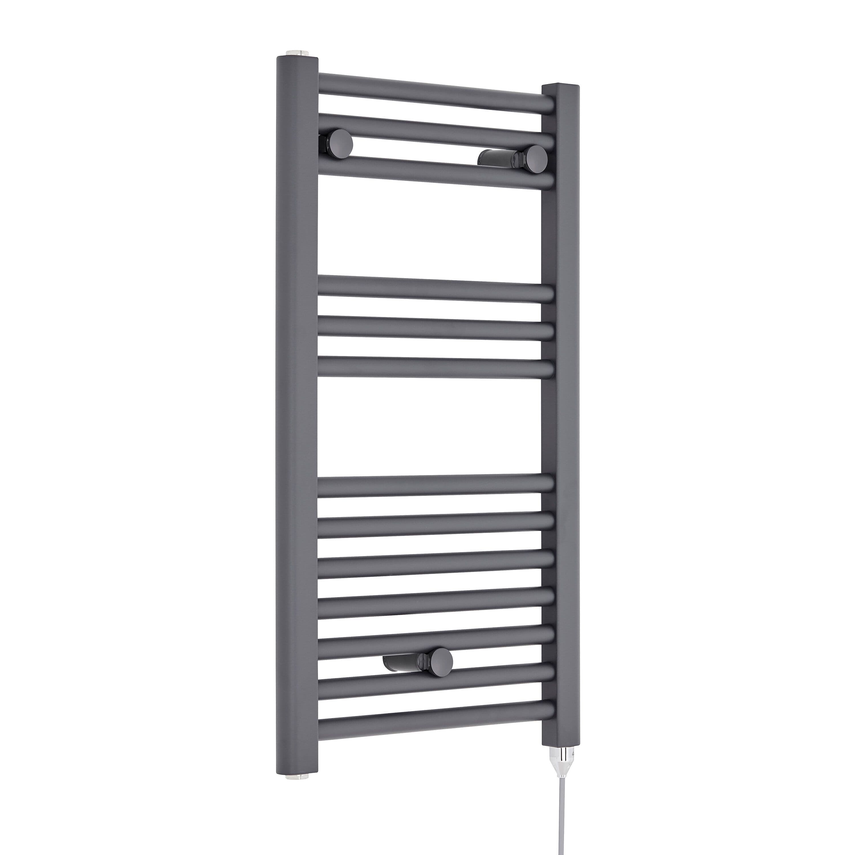 Electric Vertical Round Towel Rail 300 Watt Anthracite 720x 400mm