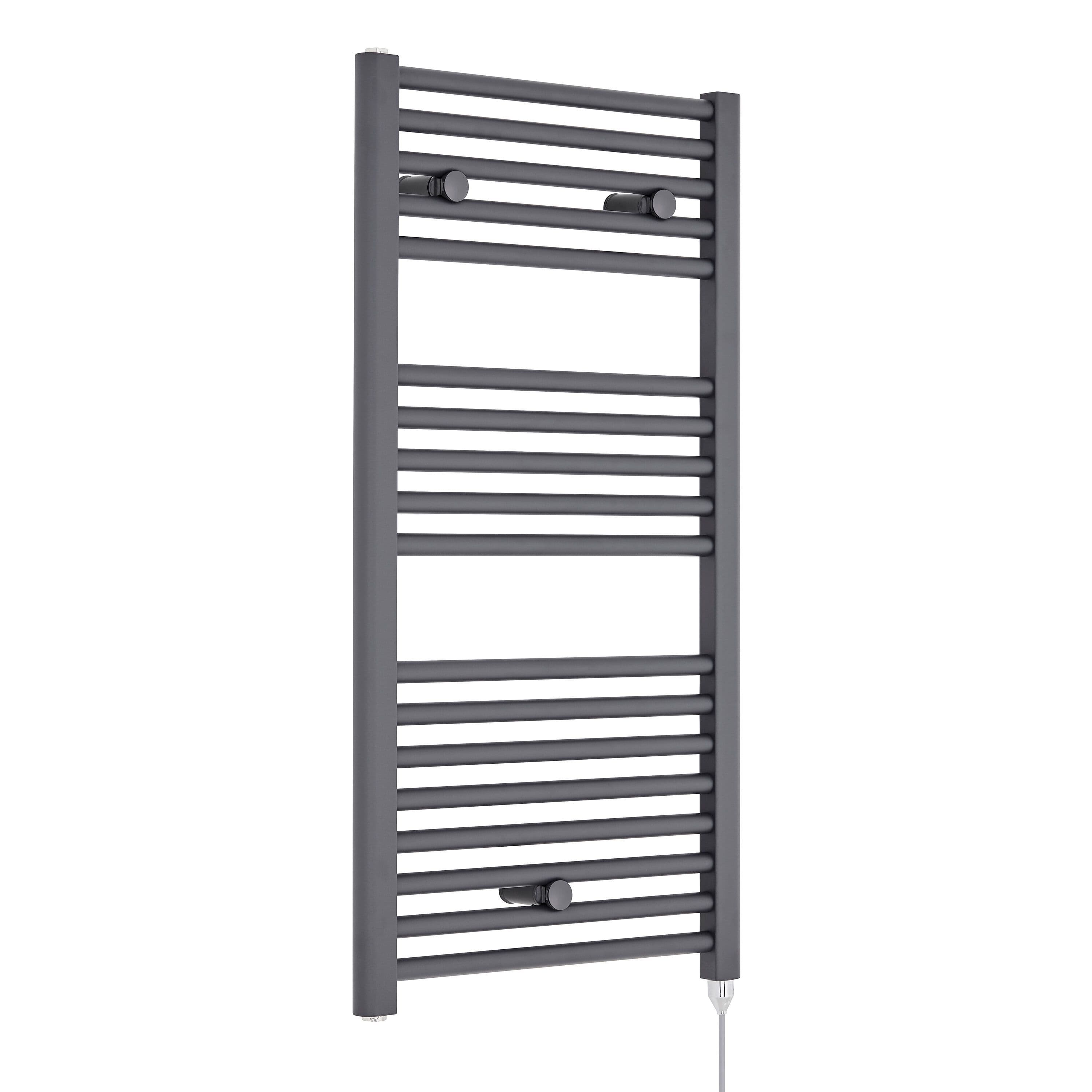 Electric Vertical Round Towel Rail 500 Watt Anthracite 920x 480mm