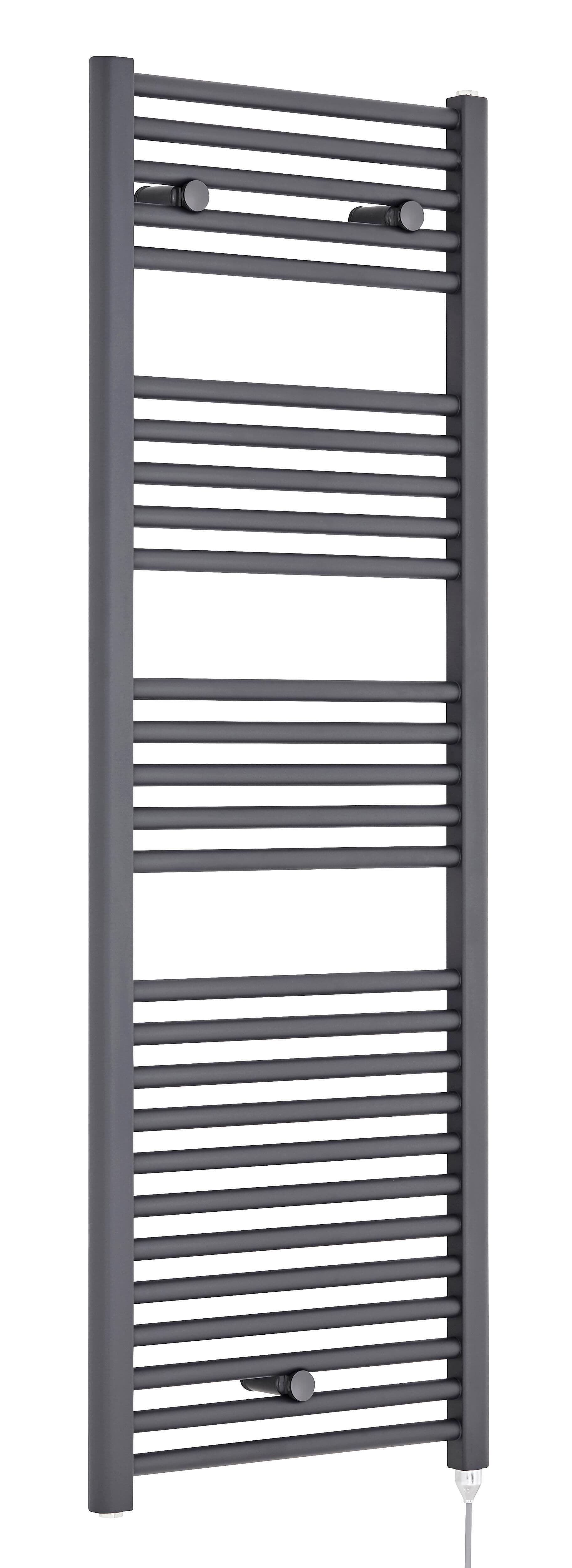 Electric Vertical Round Towel Rail 750 Watt Anthracite 1375x 480mm