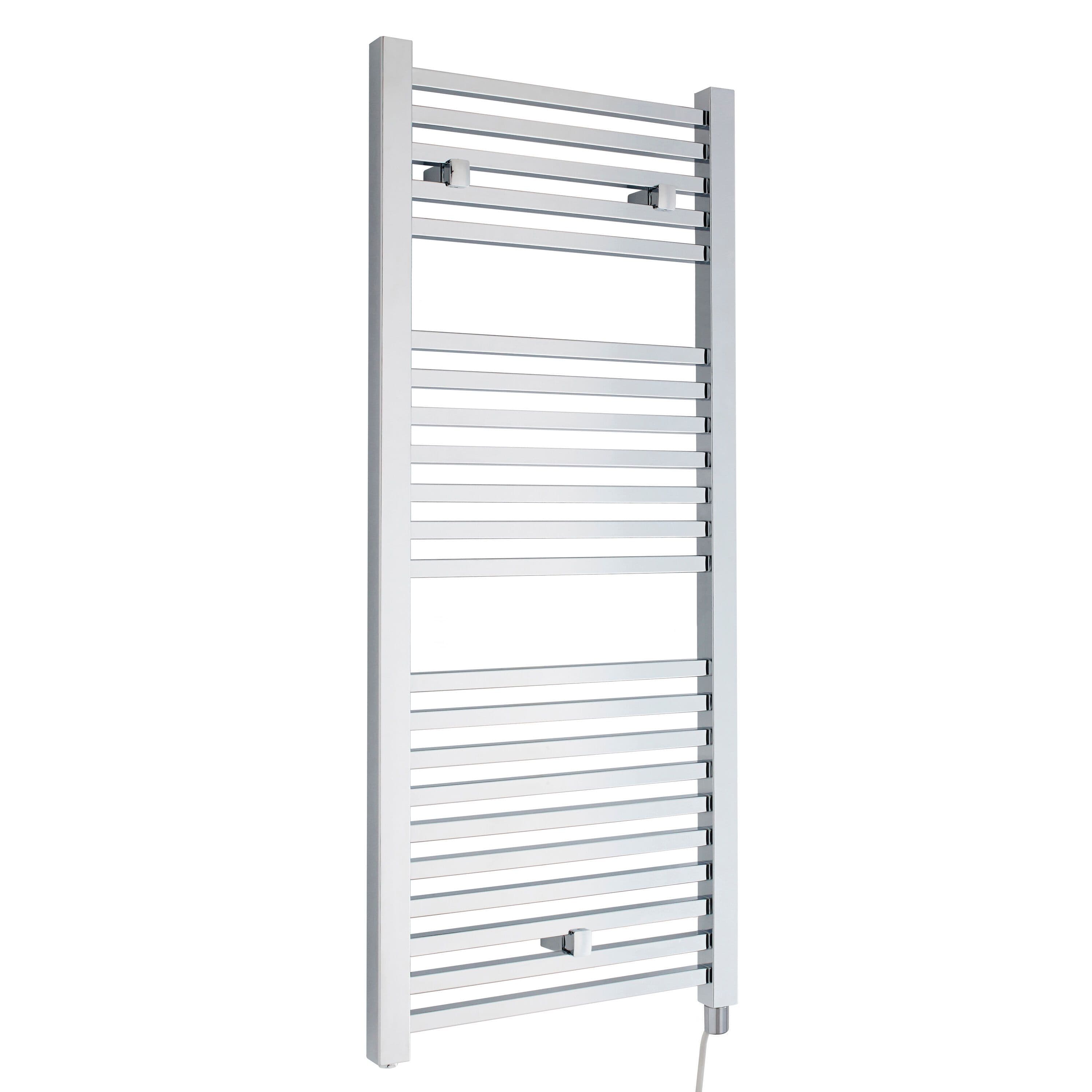 Electric Vertical Square Towel Rail 300 Watt Chrome 1110x 500mm