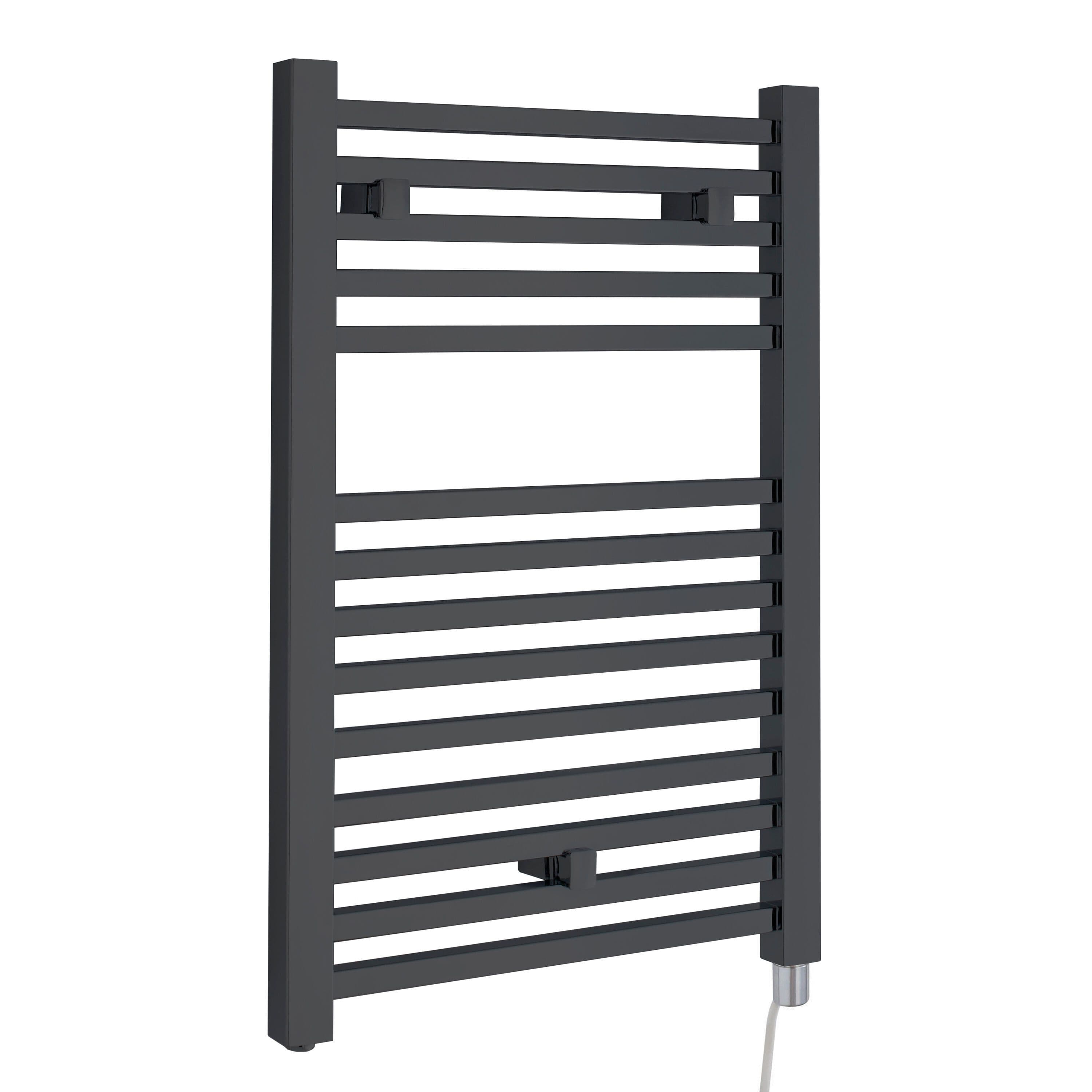 Electric Vertical Square Towel Rail 300 Watt Anthracite 690x 500mm