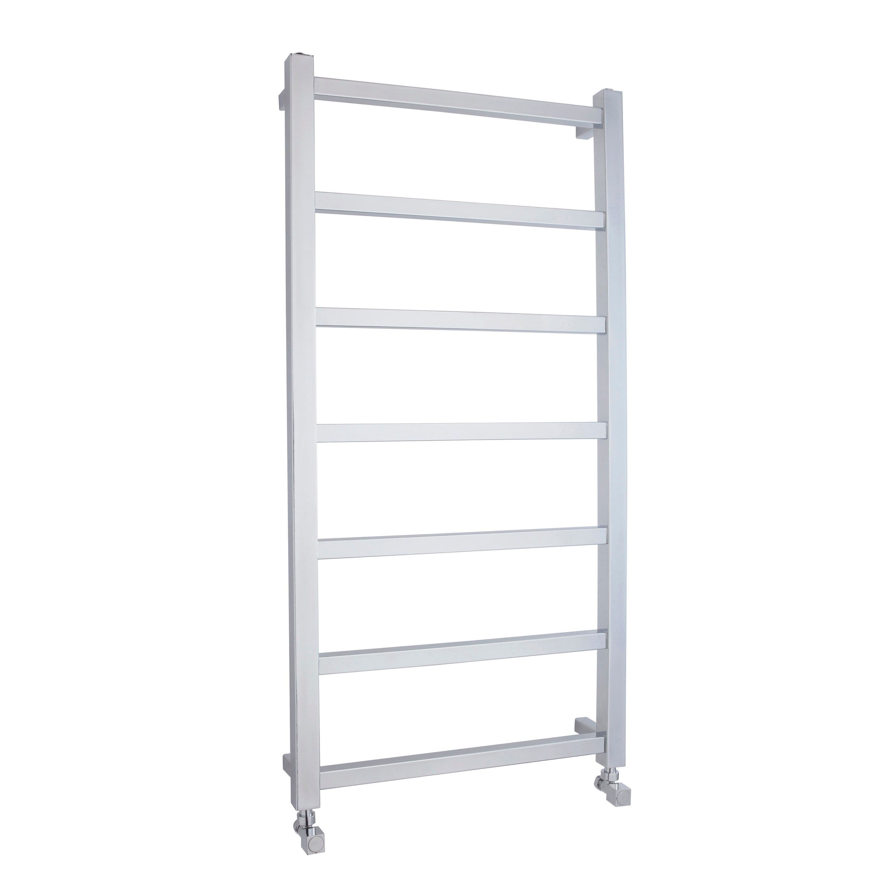 Heated Vertical Towel Rail Square Tubes 864 BTU Chrome 1200x 600mm