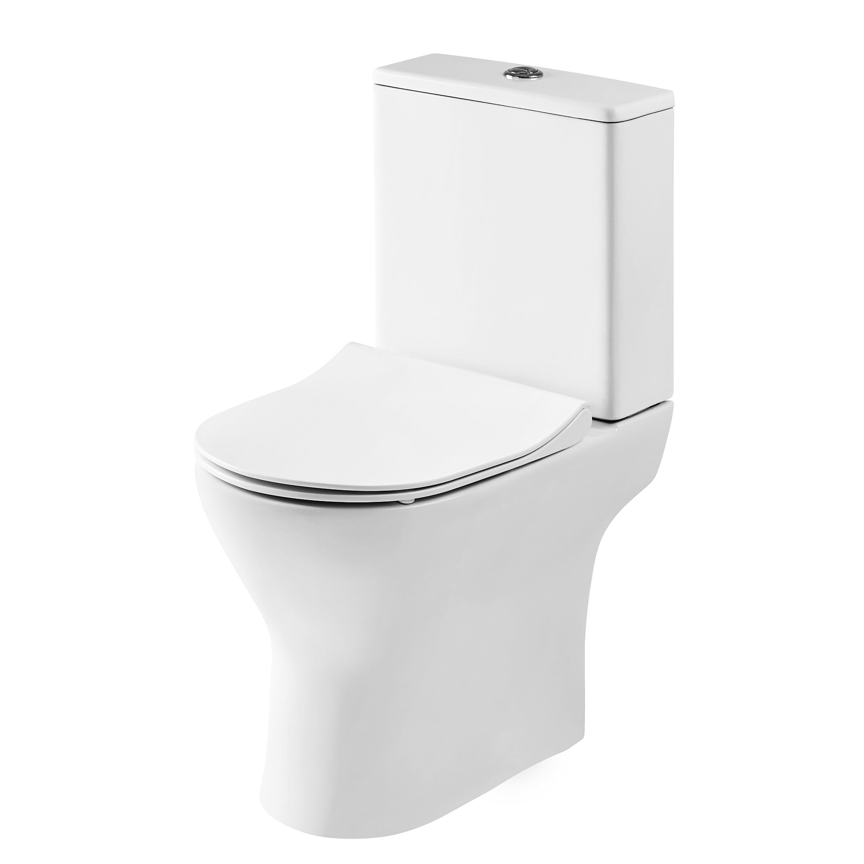 Compact Rimless Toilet Pan Cistern Soft Close Sandwich Seat 800mm x 375mm x 610mm