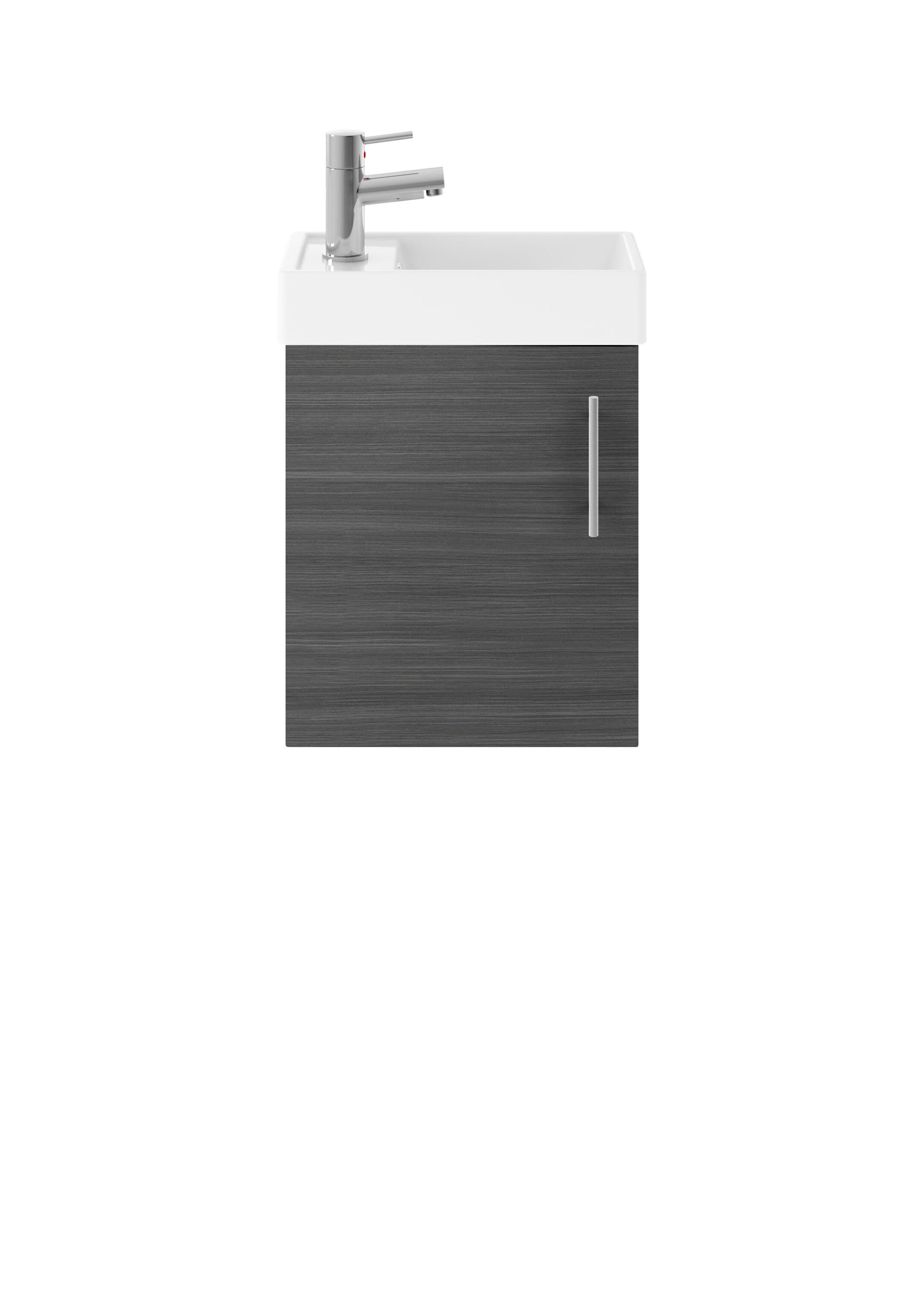Wall Hung 1 Door Vanity Unit Basin Woodgrain Anthracite 400mm