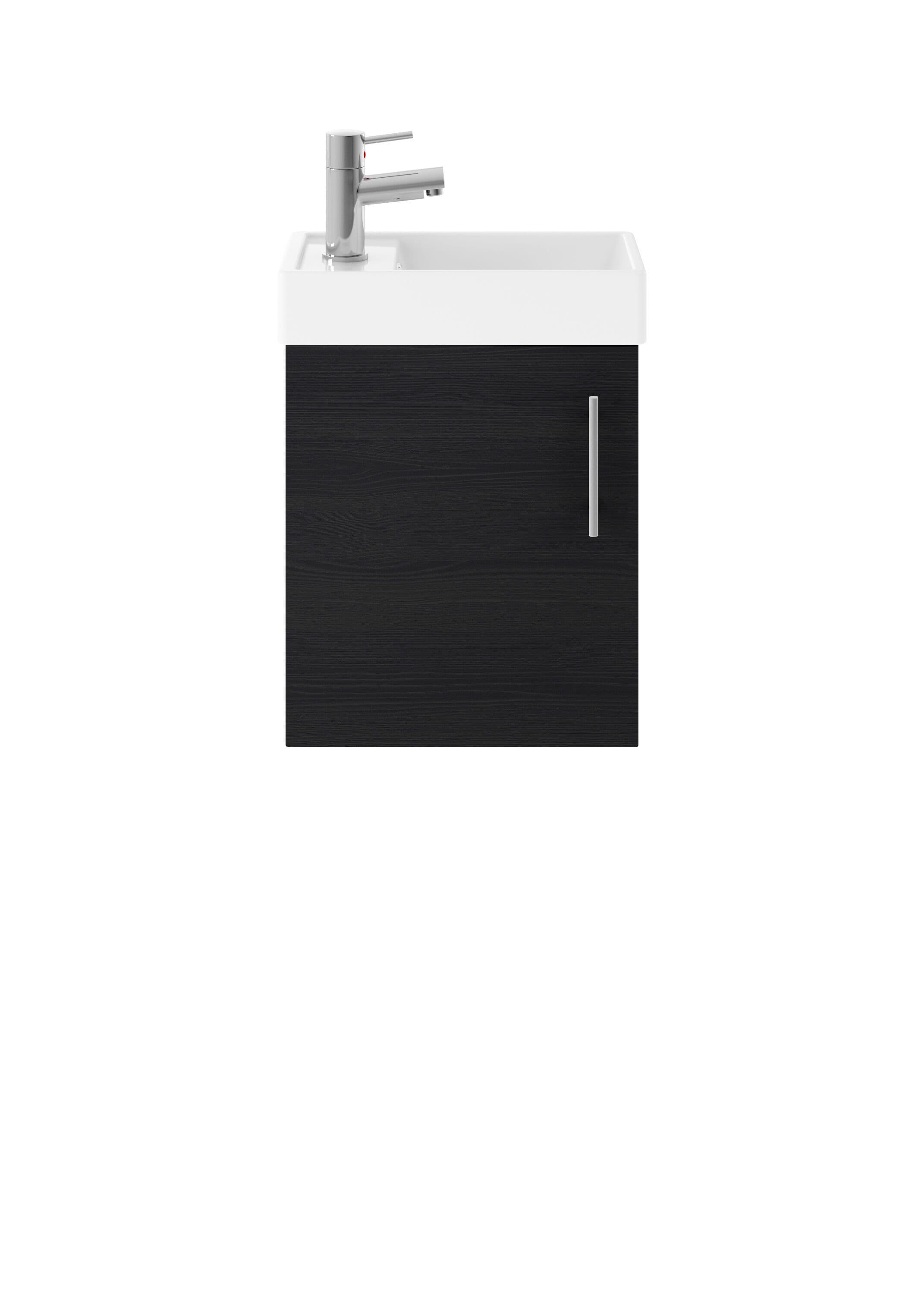 Wall Hung 1 Door Vanity Unit Basin Woodgrain Charcoal 400mm