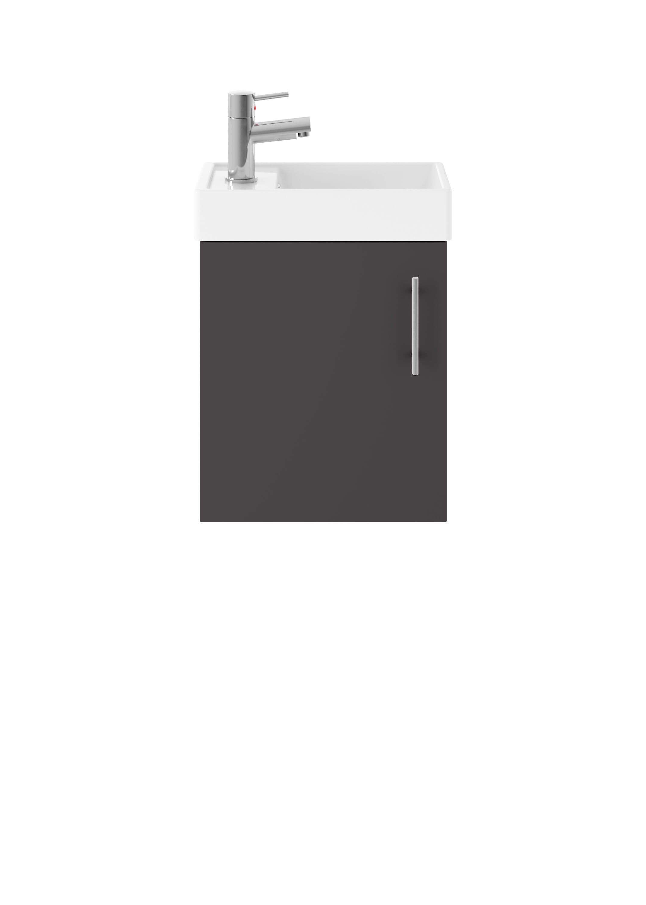 Cloakroom Wall Hung 1 Door Vanity Unit Basin Gloss 400mm