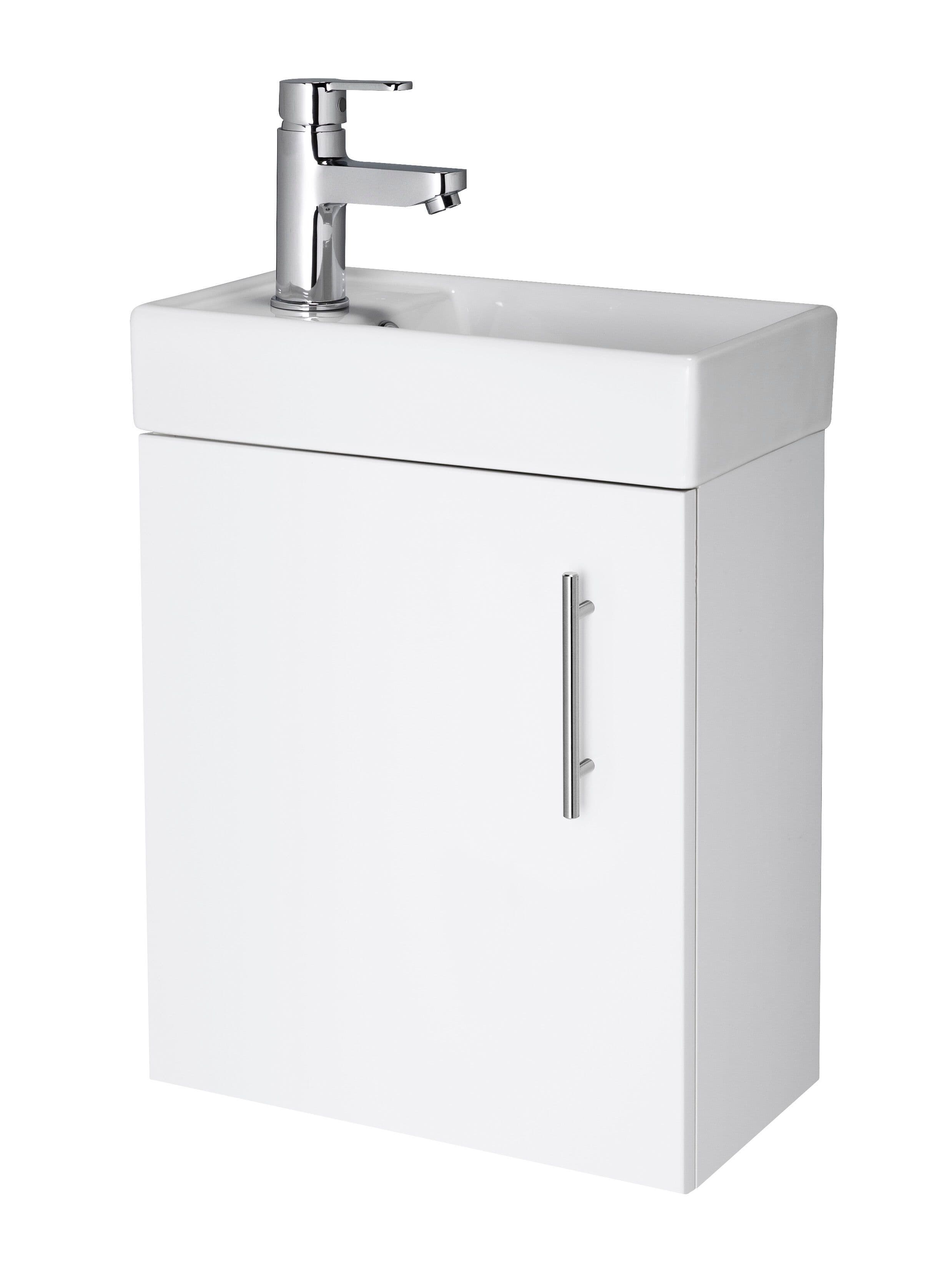 Cloakroom Wall Hung 1 Door Vanity Unit Basin Gloss 400mm