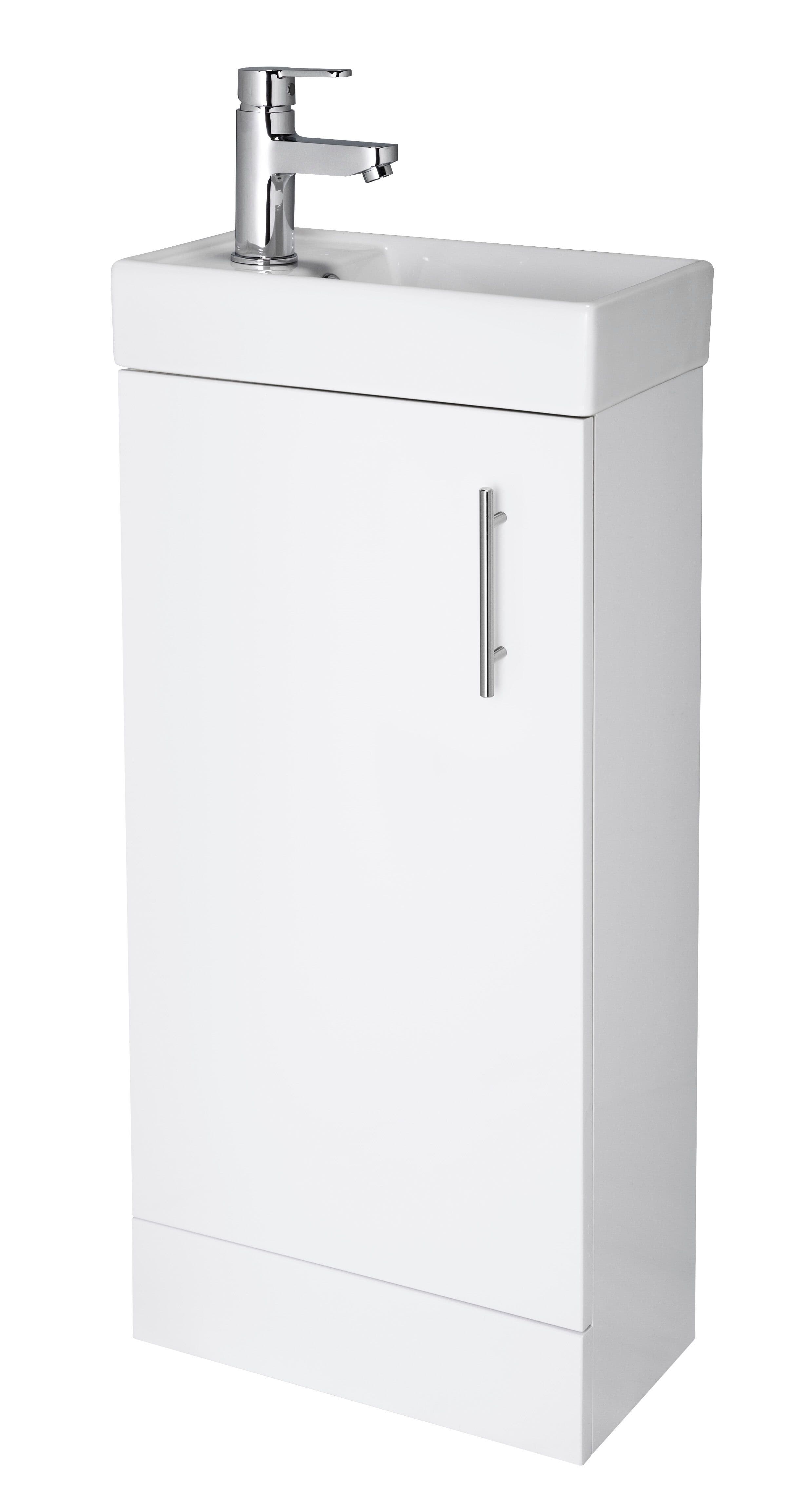 Cloakroom Floor Standing 1 Door Vanity Unit Basin Gloss 400mm