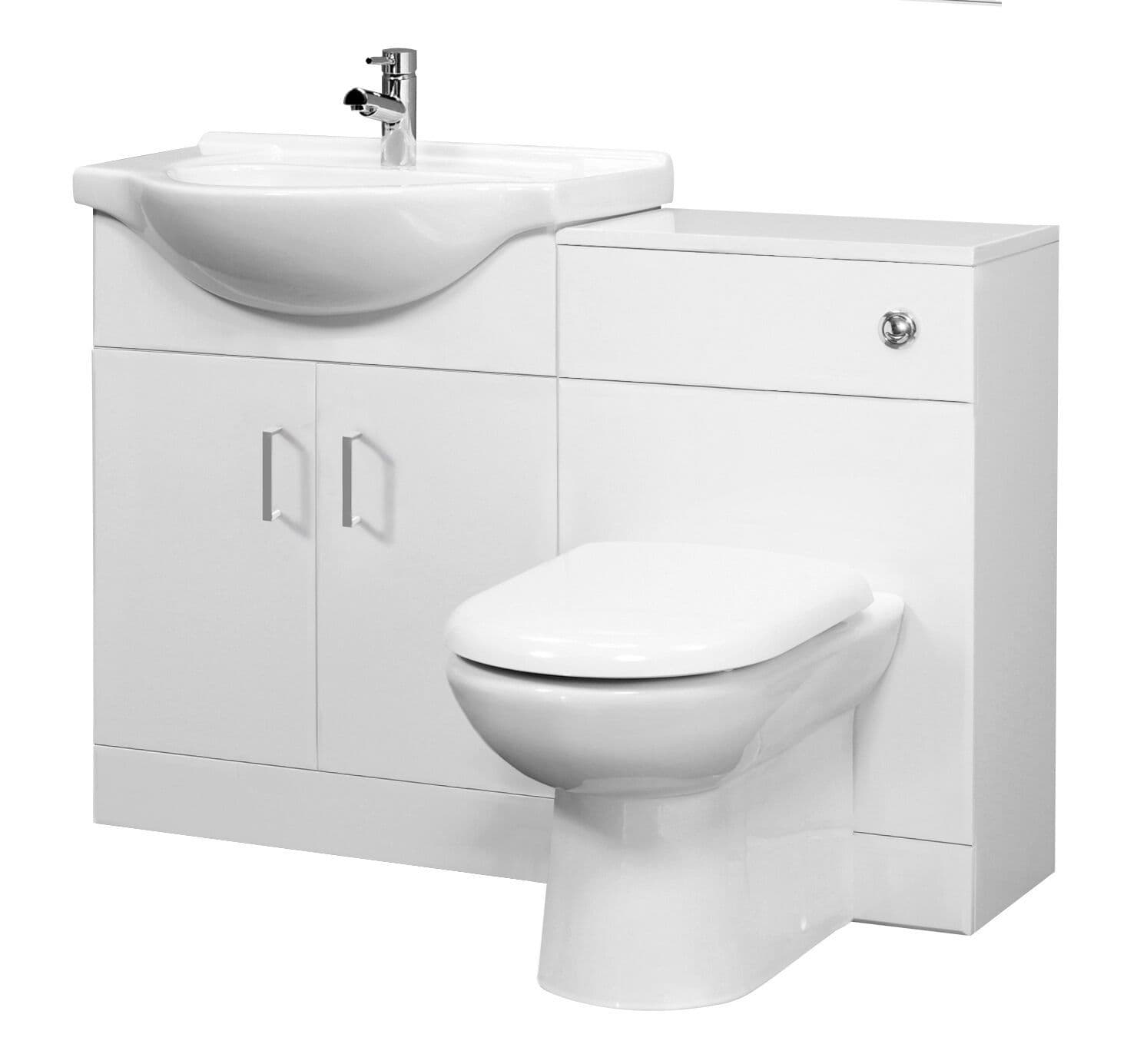 Cloakroom Cabinet Basin WC Unit CisternPan Soft Close Seat