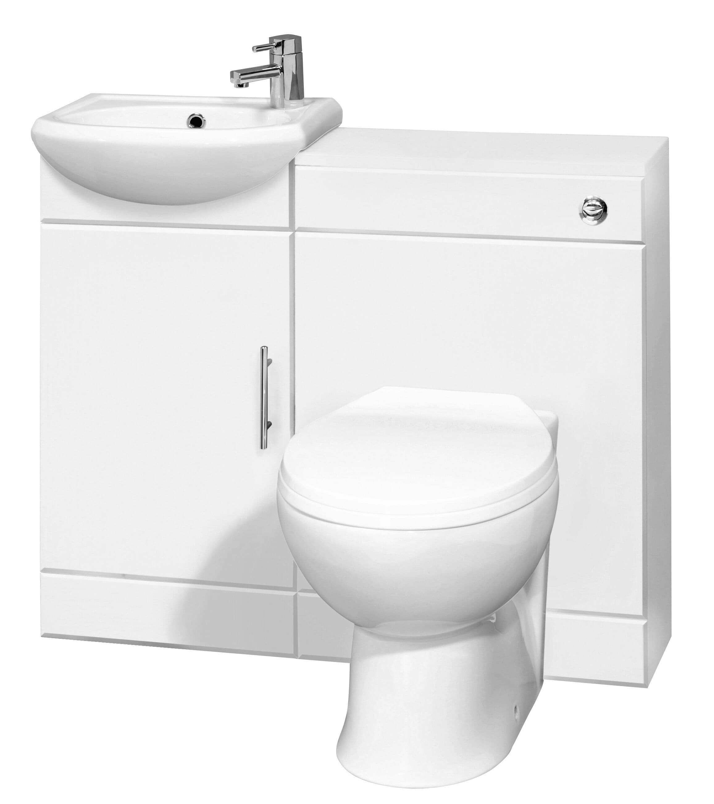 Cloakroom Cabinet Basin WC Unit Cistern Toilet Pan Soft Close Seat