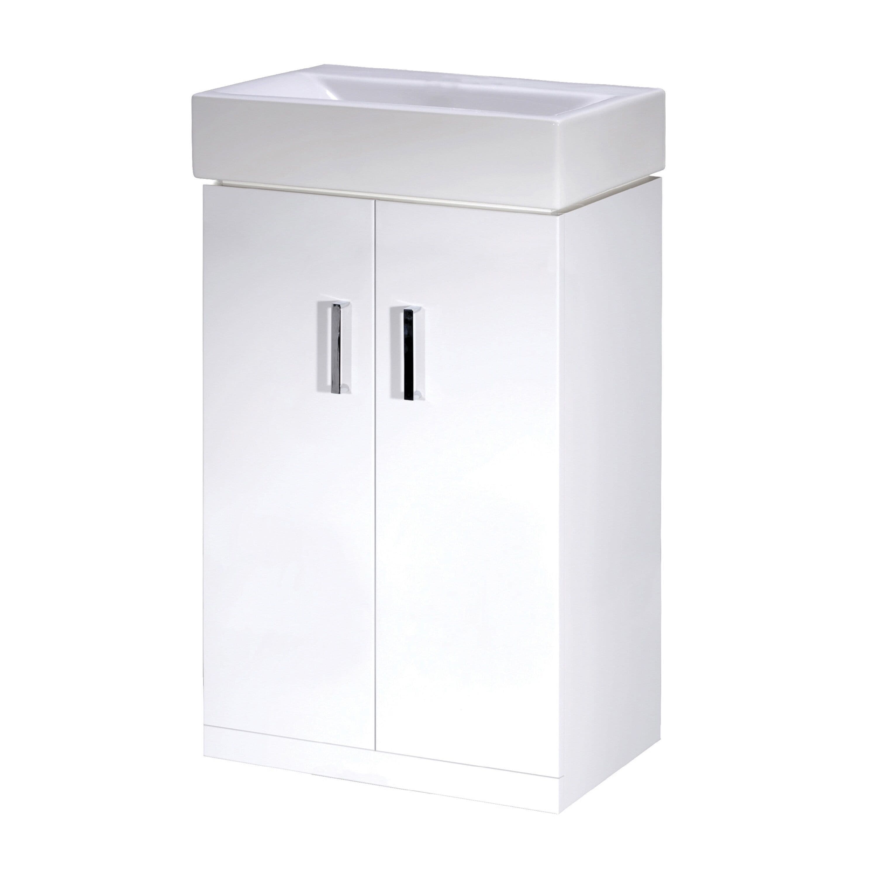 2 Door Cloakroom Vanity Basin Unit Gloss 450mm