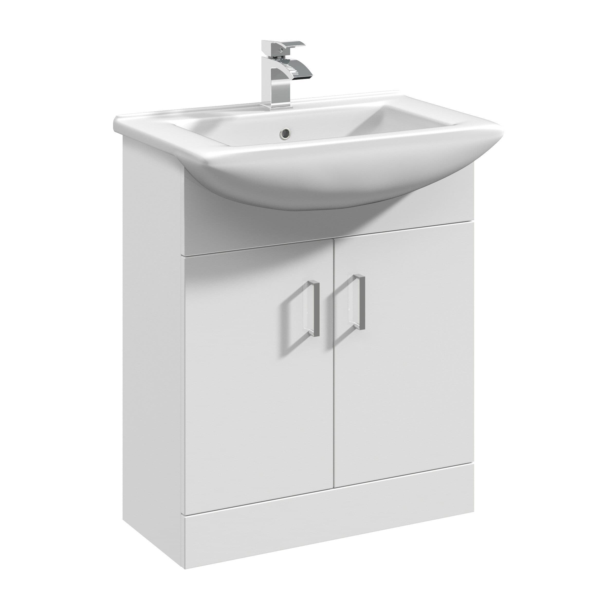 Floor Standing 2 Door Vanity Basin Unit Square Basin Gloss 650mm