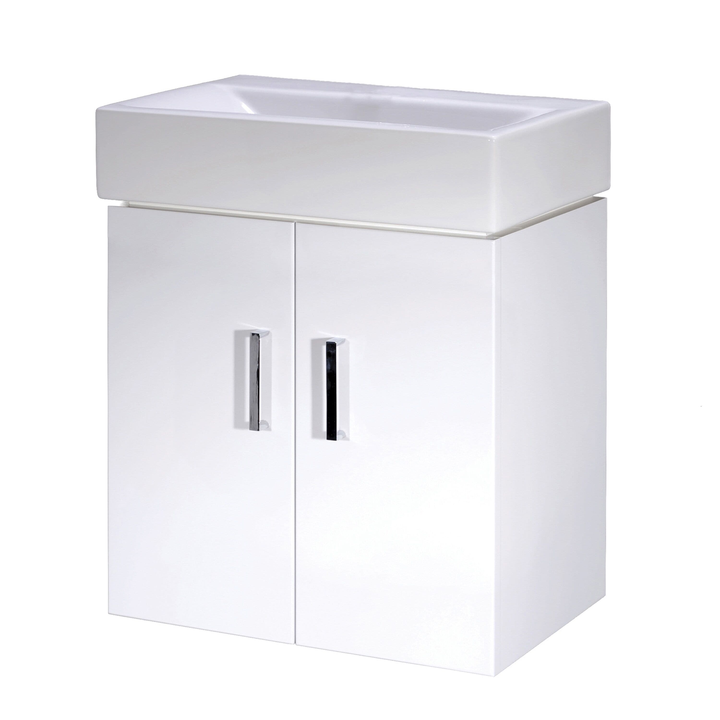 Wall Hung 2 Door Cloakroom Vanity Basin Unit Gloss 450mm