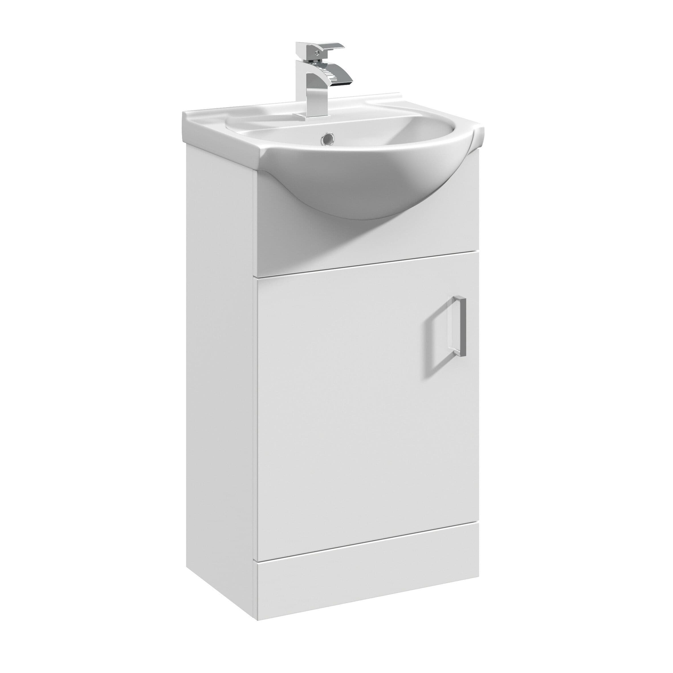 1 Door Vanity Basin Unit Round Basin Gloss 450mm