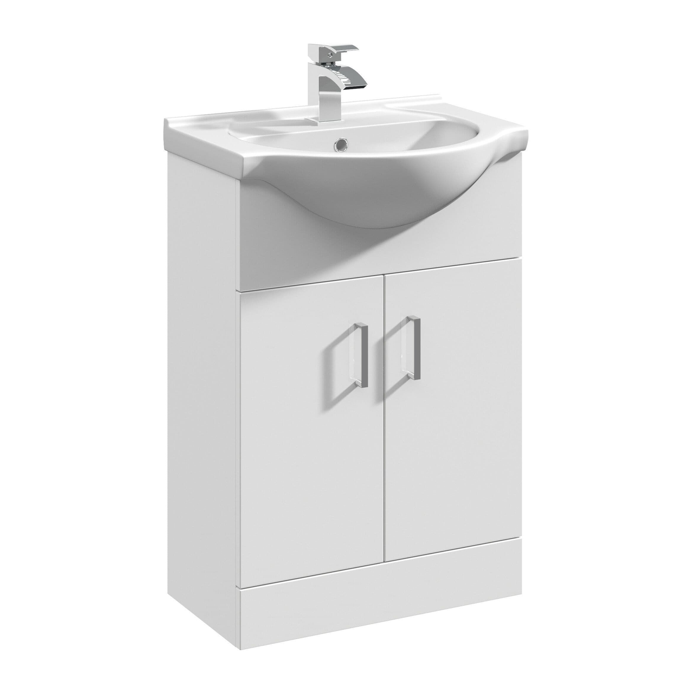 2 Door Vanity Basin Unit Round Basin Gloss 550mm
