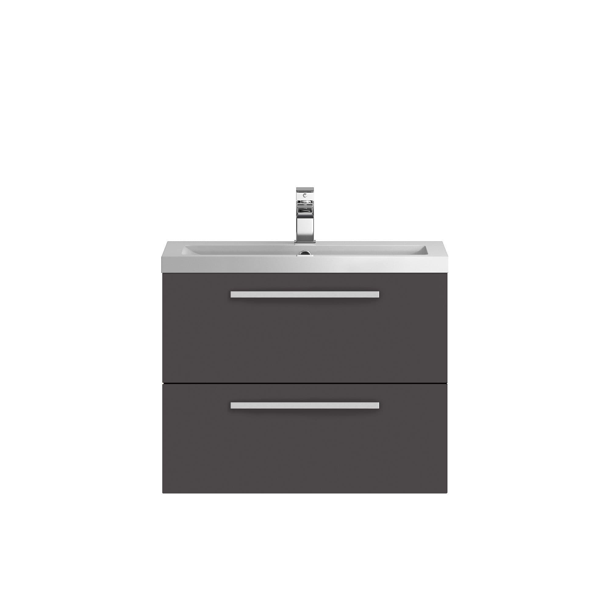 Wall Hung 2 Drawer Vanity Unit Polymarble Basin Gloss 720mm