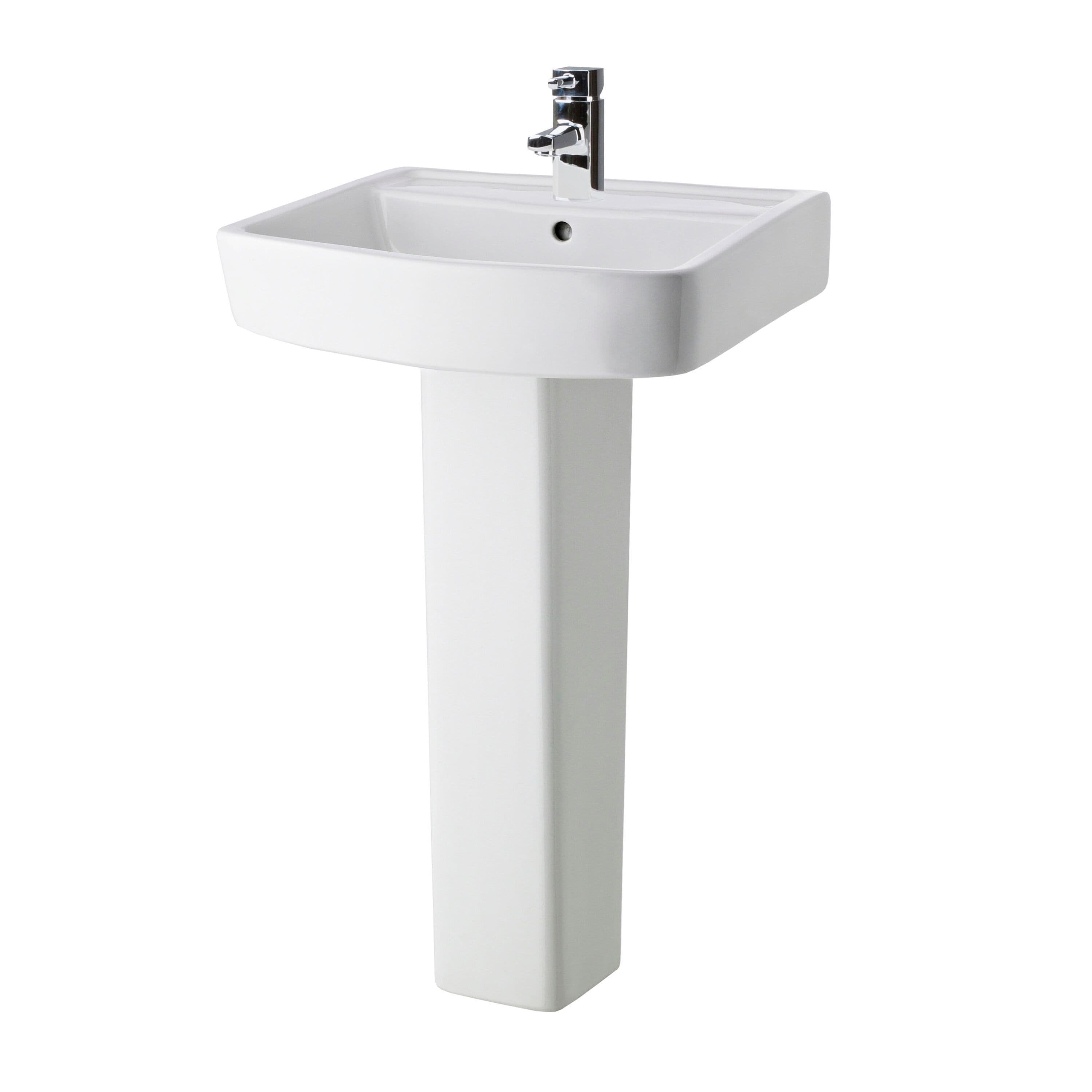 Square 1 Tap Hole Basin Full Pedestal 520mm