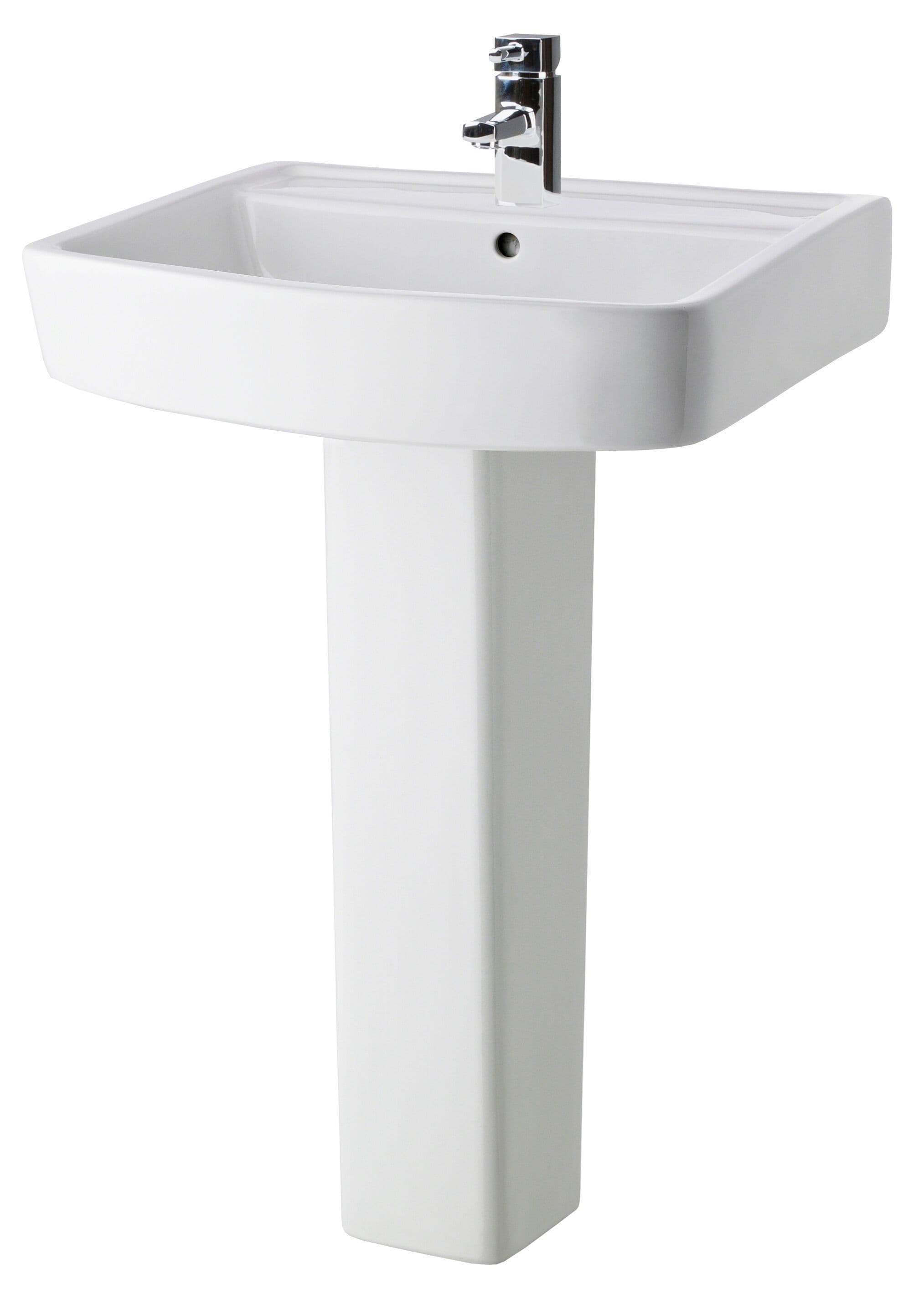 Square 1 Tap Hole Basin Full Pedestal 600mm