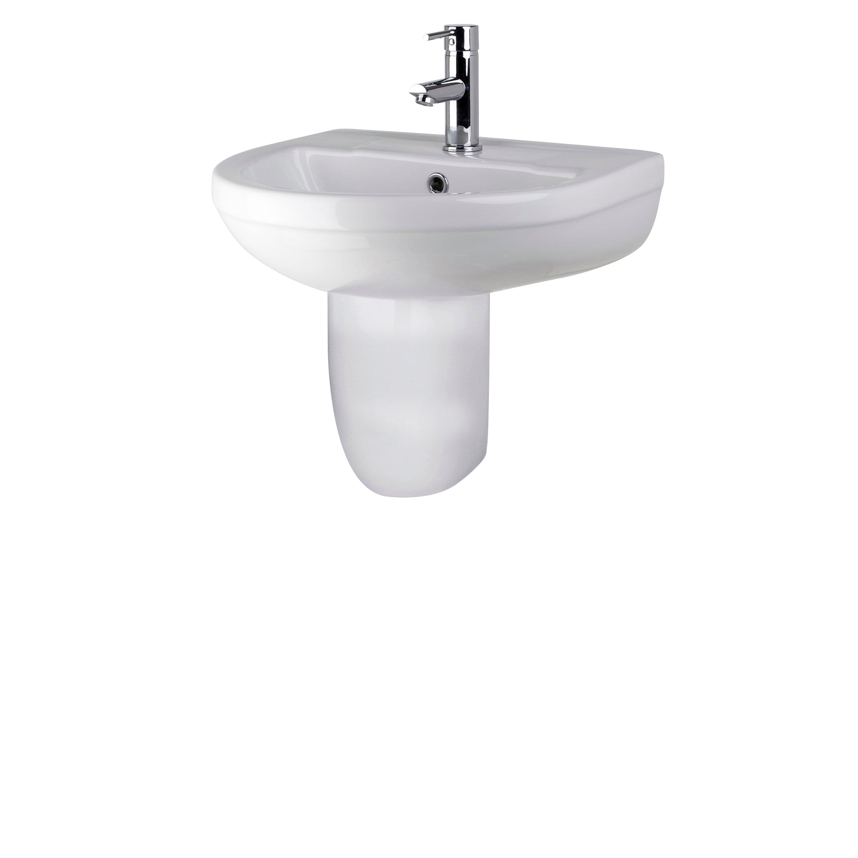 Round 1 Tap Hole Basin Semi Pedestal 500mm