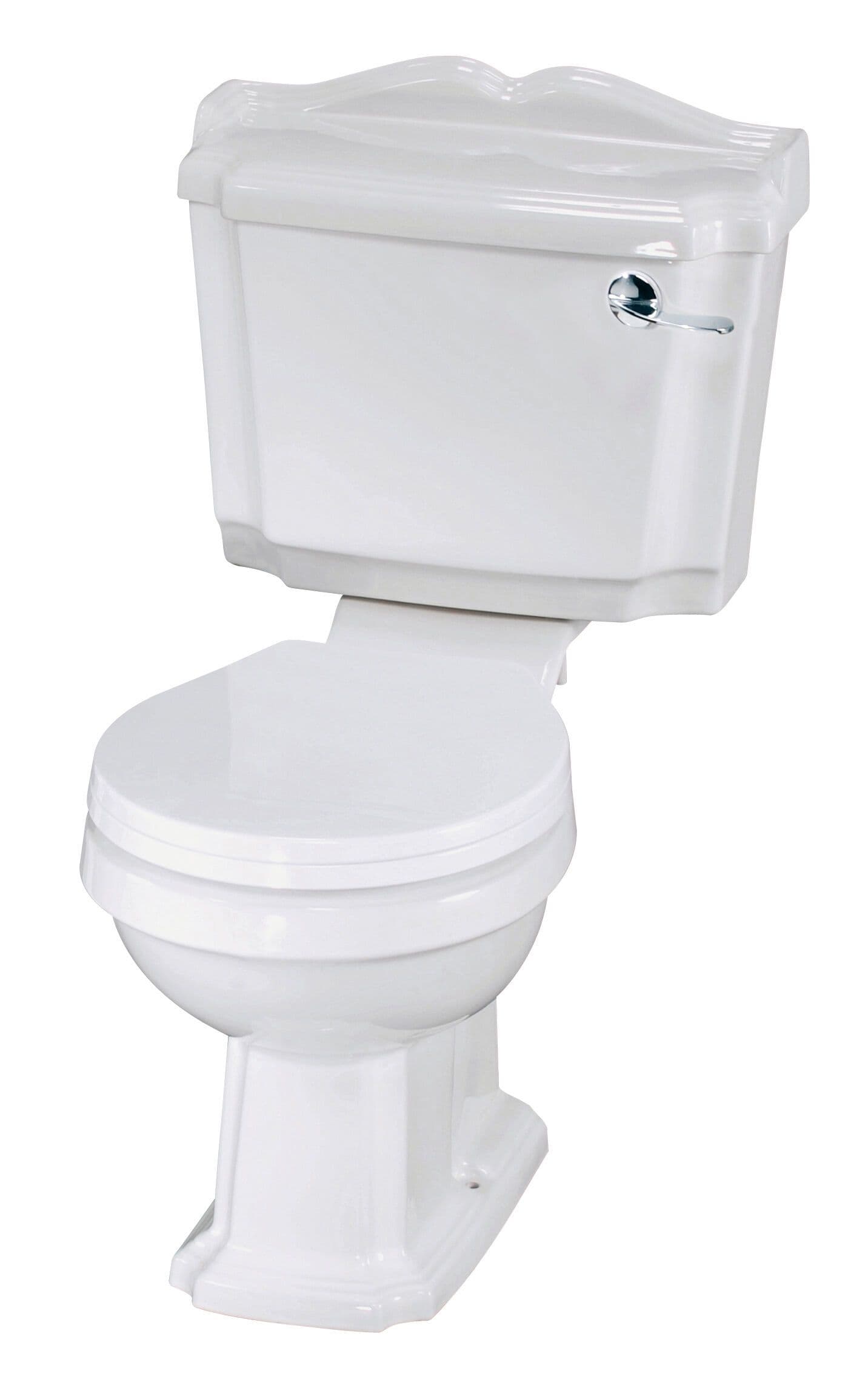 Traditional Close Coupled WC Toilet Cistern Handle & Seat 855mm x 490mm