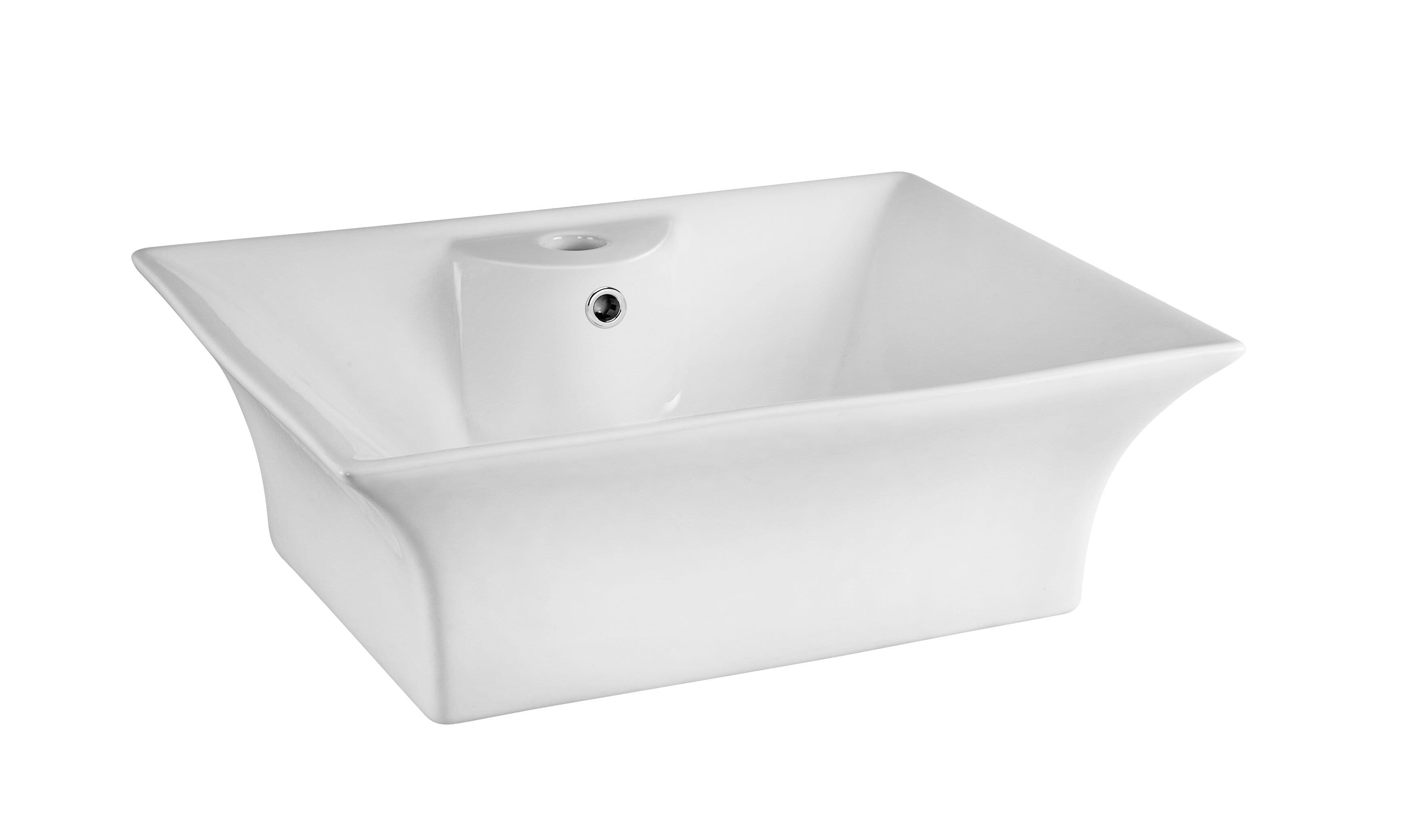 Rectangular 1 Tap Hole Countertop Vessel without Overflow 495mm