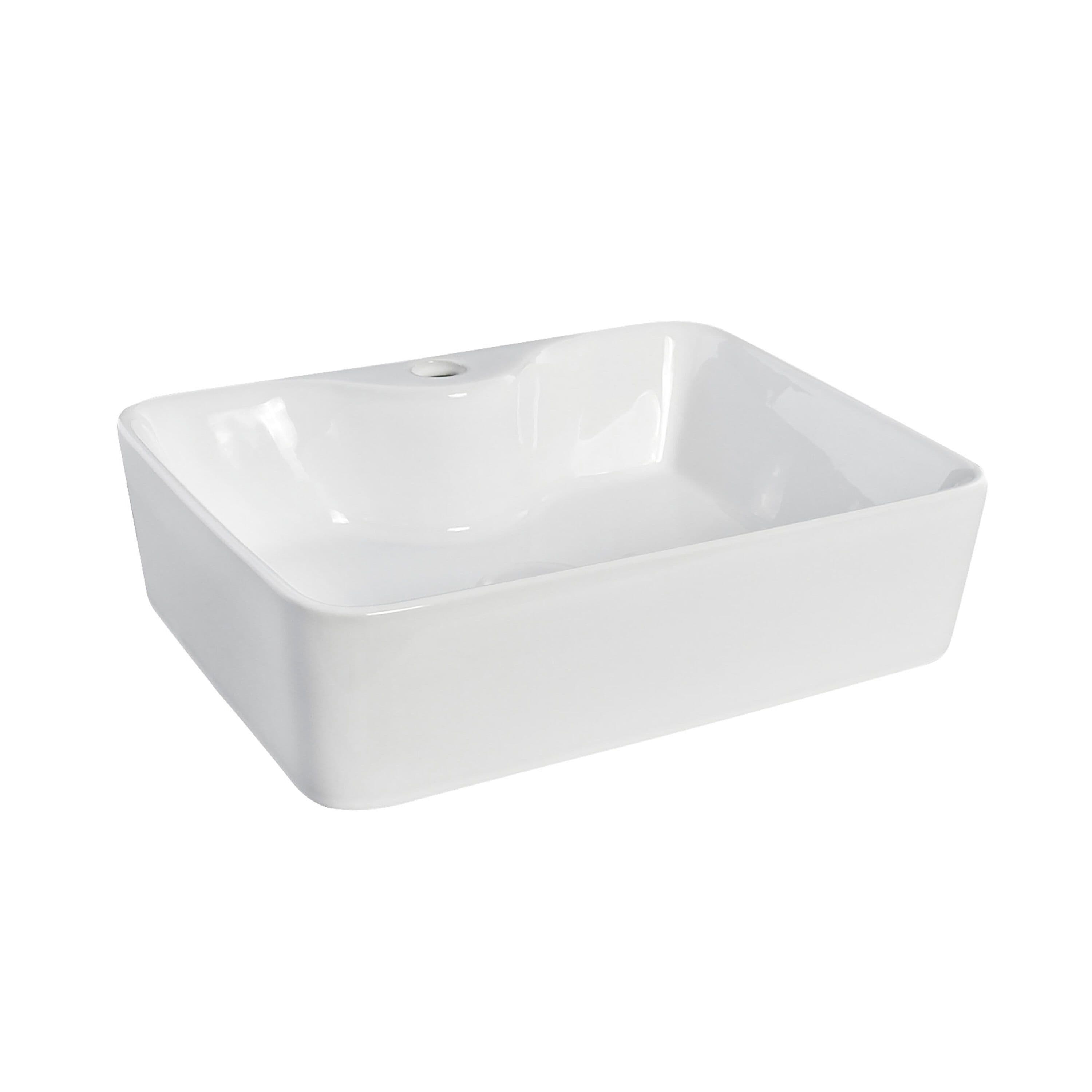 Rectangular 1 Tap Hole Countertop Vessel without Overflow 485mm