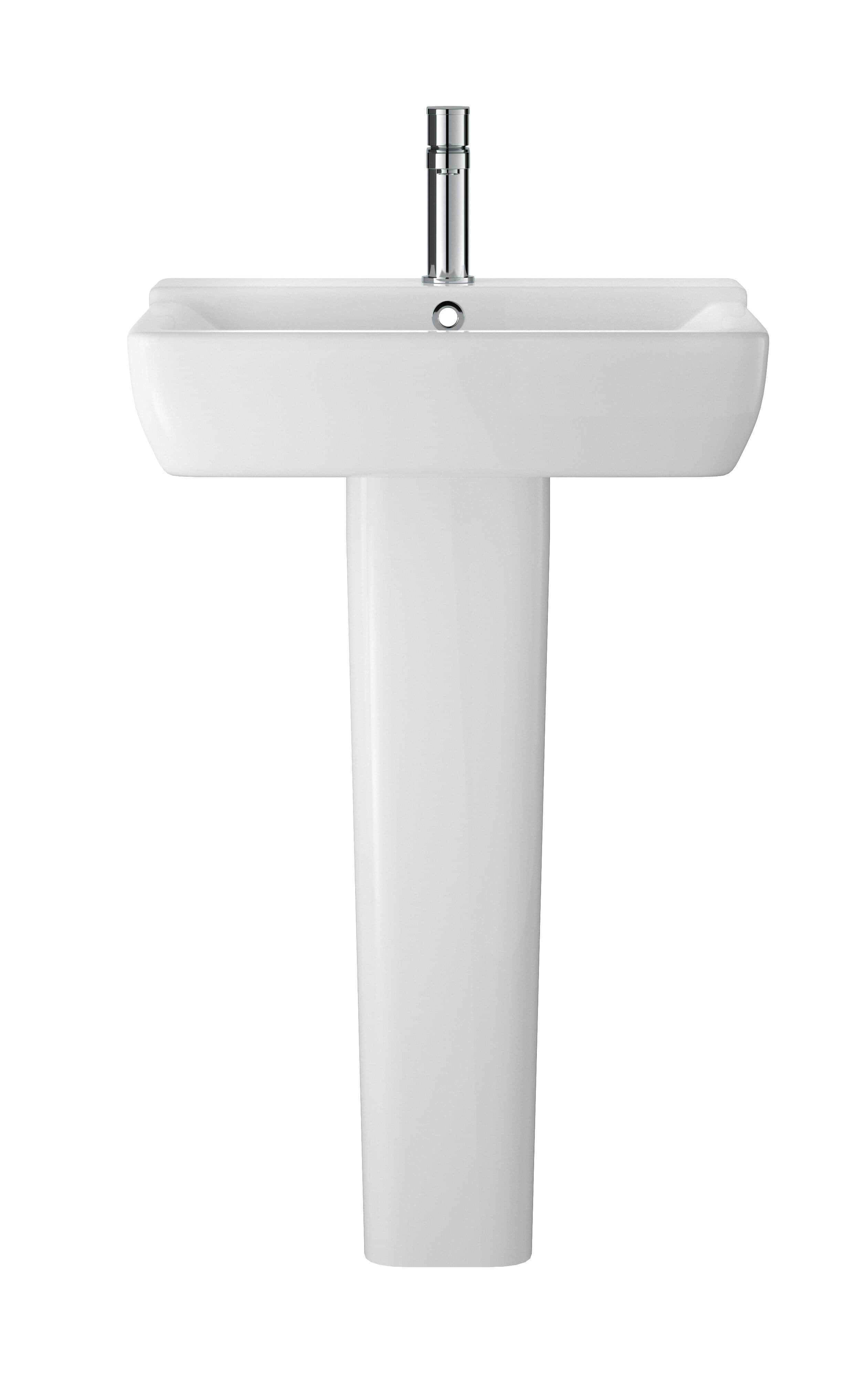 Alba Square 1 Tap Hole Ceramic Basin Full Pedestal 550mm