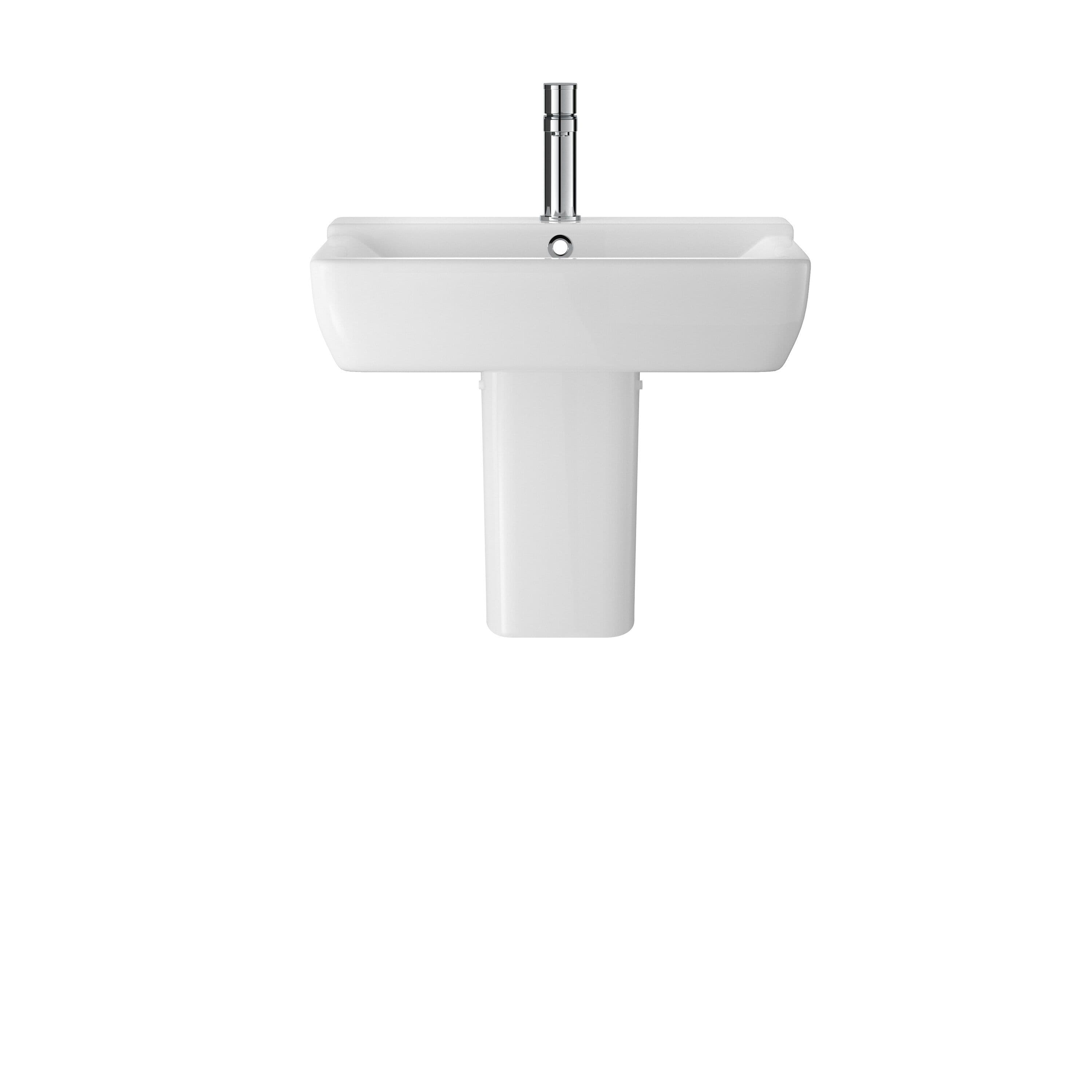 Alba Soft Square Ceramic Basin Semi Pedestal 550mm