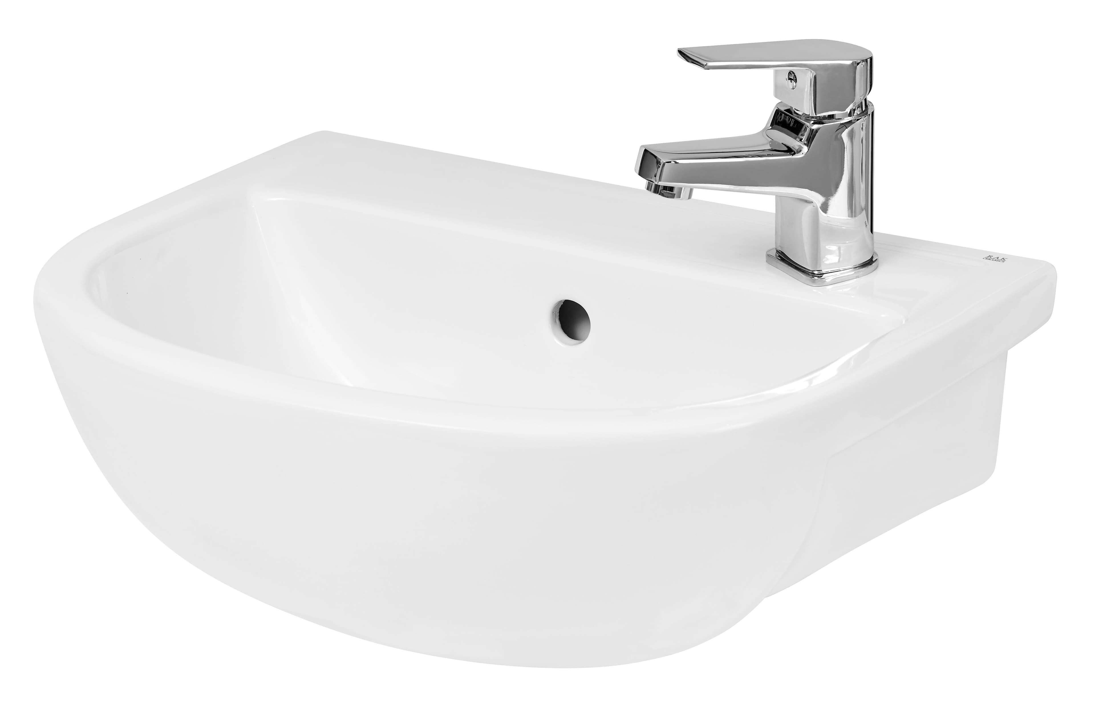 Round Semi Recessed 1 Tap Hole Basin Tap Not Included 400mm