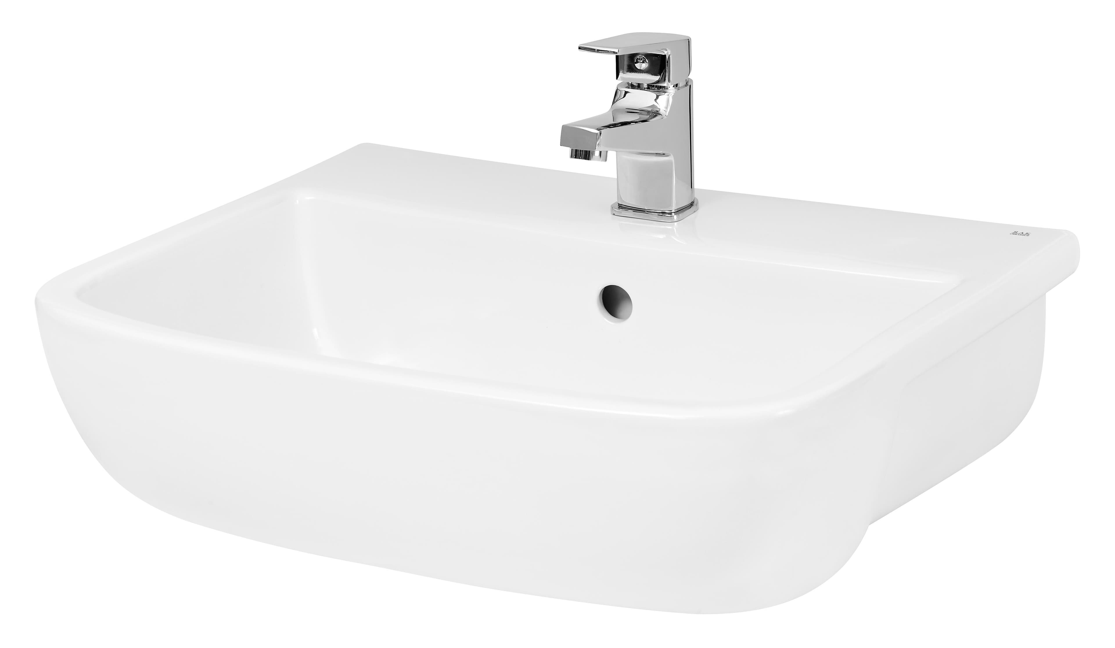 Semi Recessed 1 Tap Hole Minimalist Basin Tap Not Included 520mm