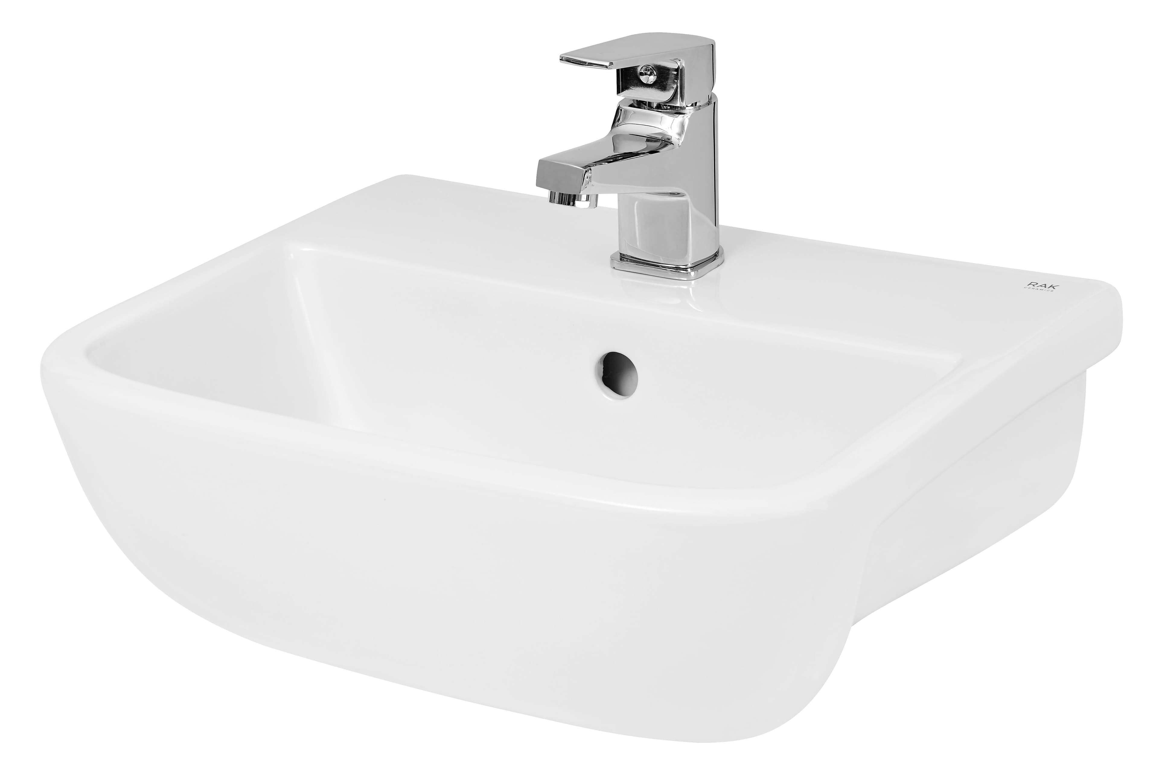 Square Semi Recessed 1 Tap Hole Basin Tap Not Included 420mm