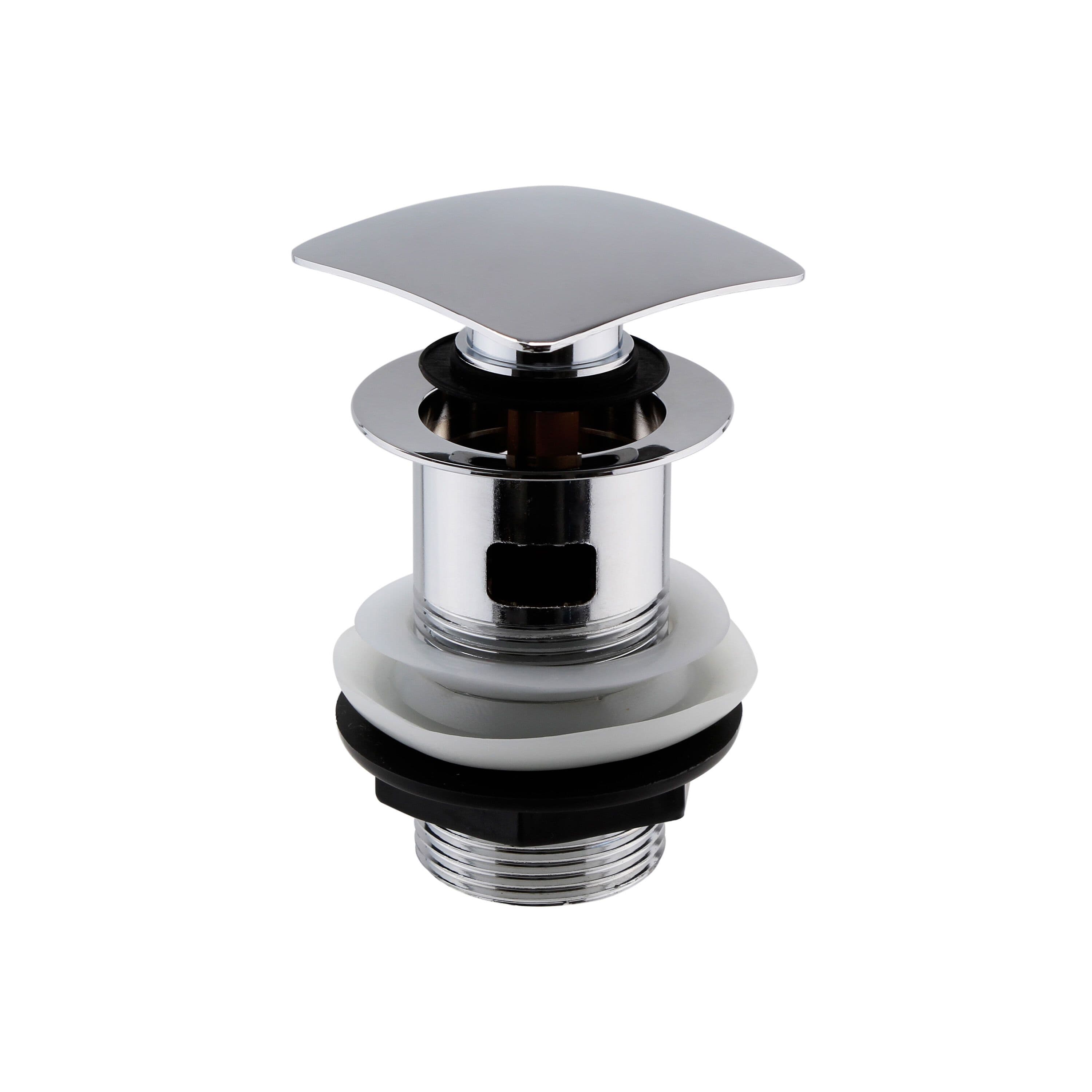 Square Slotted Push Button Basin Waste Chrome