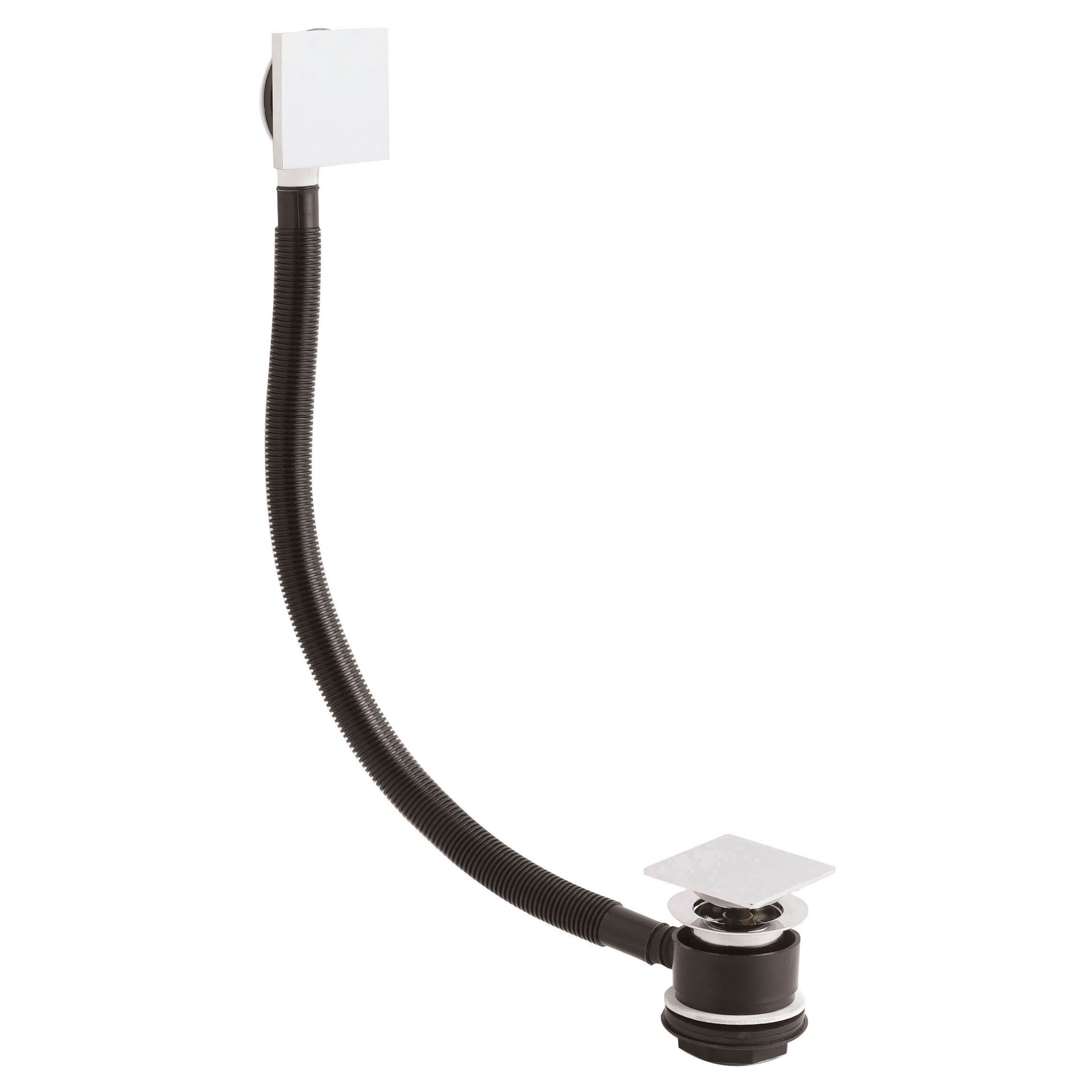 Bath Push Button Waste Square Overflow Baths up to 10mm Thick