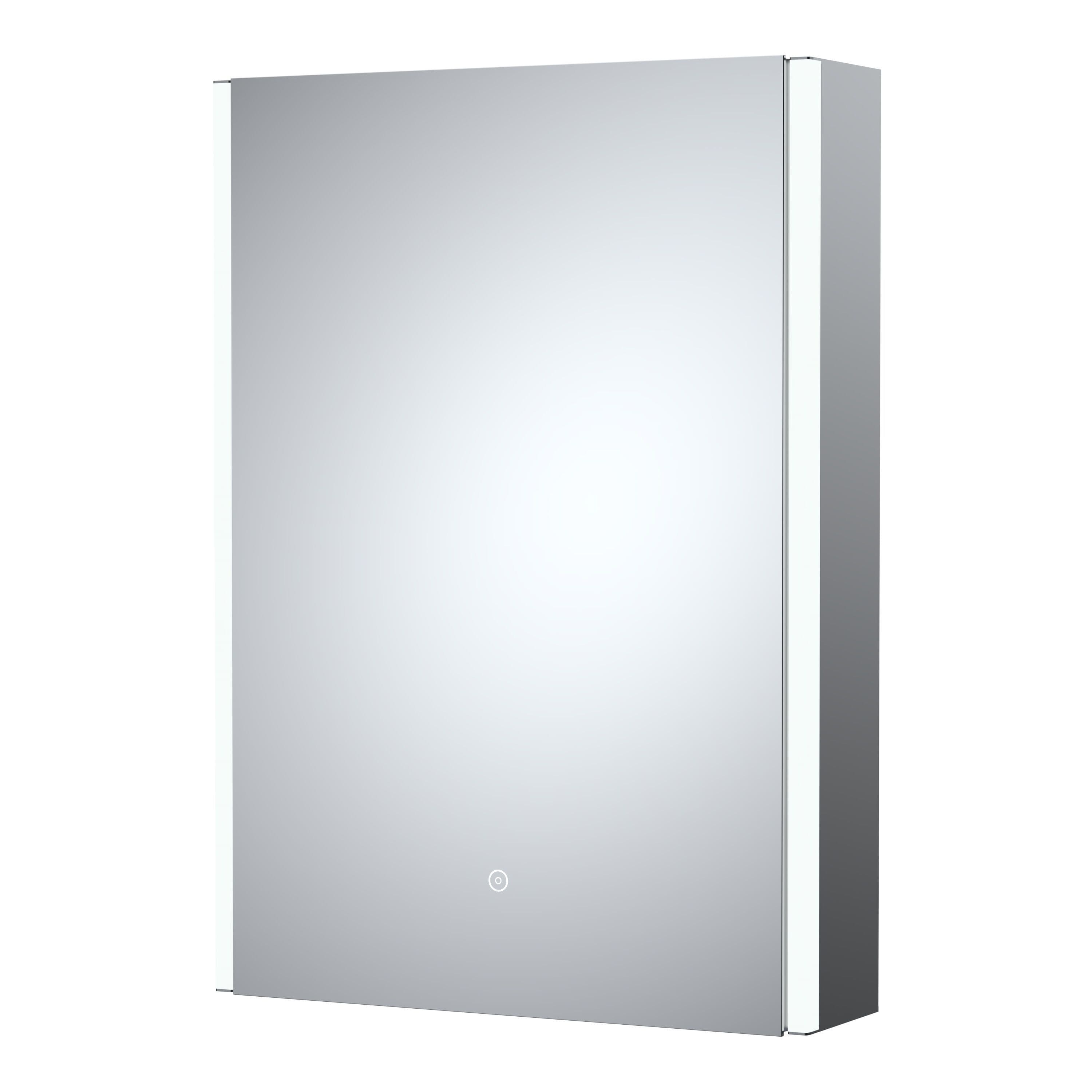 1 Door Touch Sensor Mirror Cabinet 2 Shelves Demister Shaver Socket 500mm